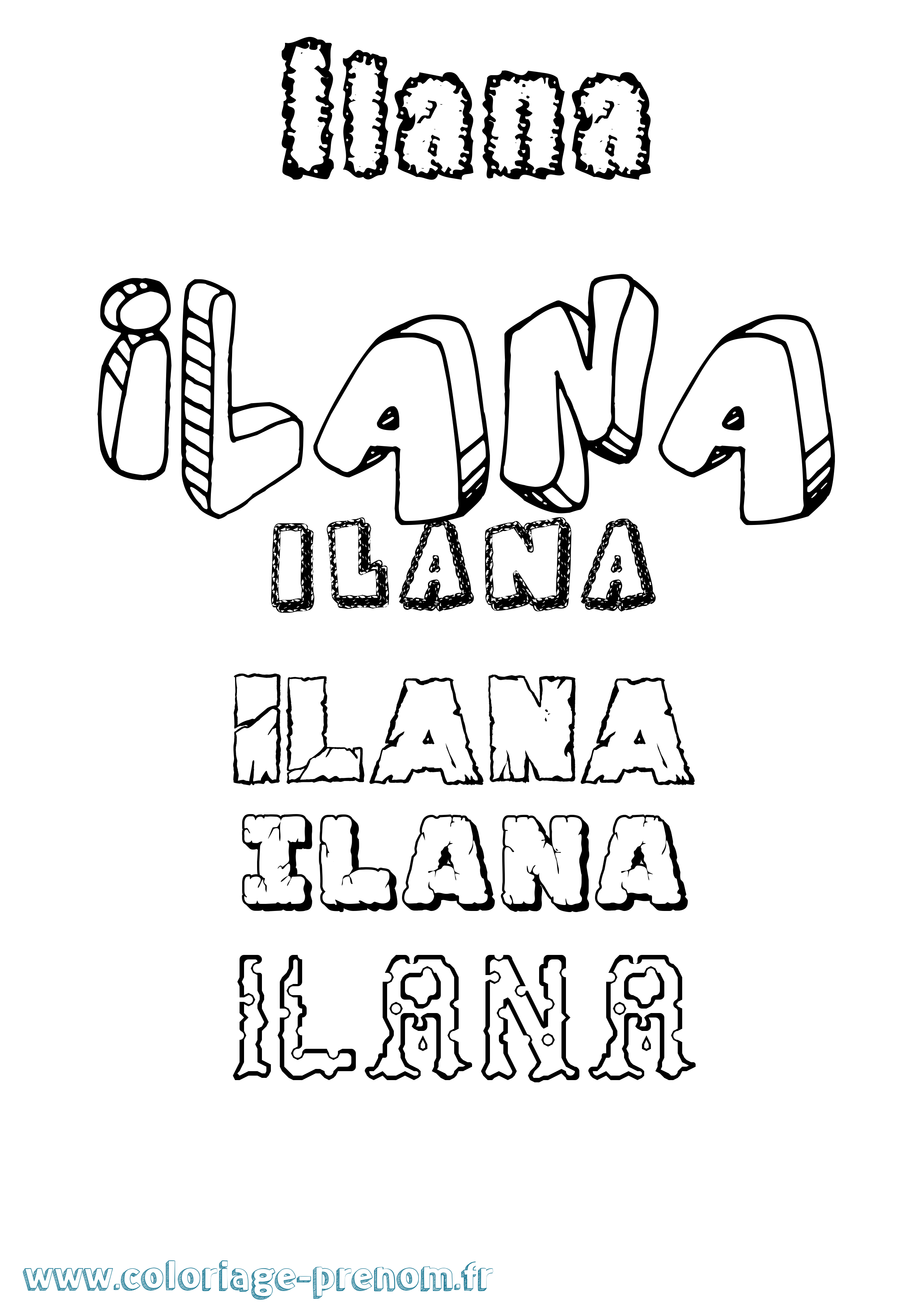 Coloriage prénom Ilana