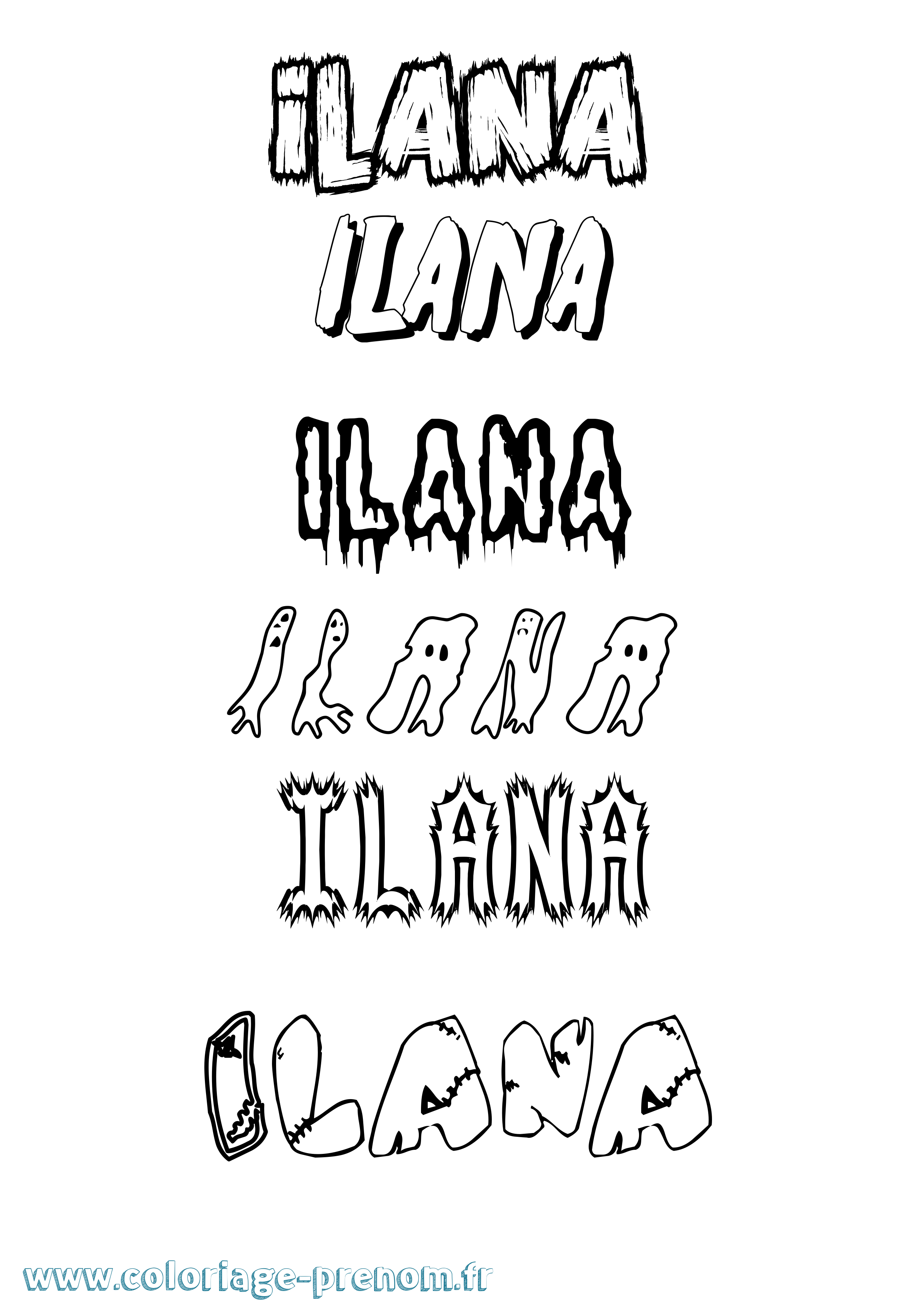 Coloriage prénom Ilana