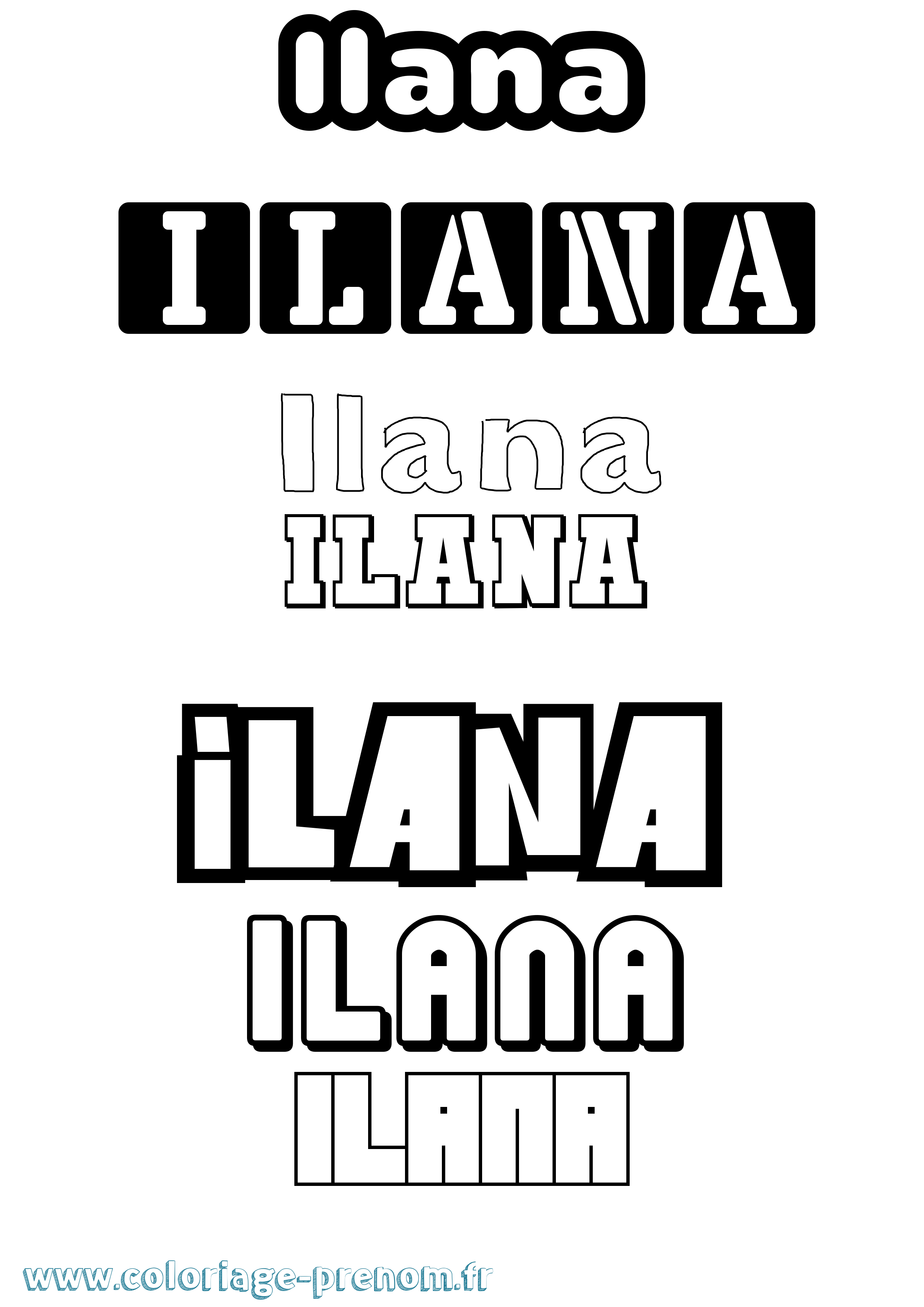 Coloriage prénom Ilana Simple