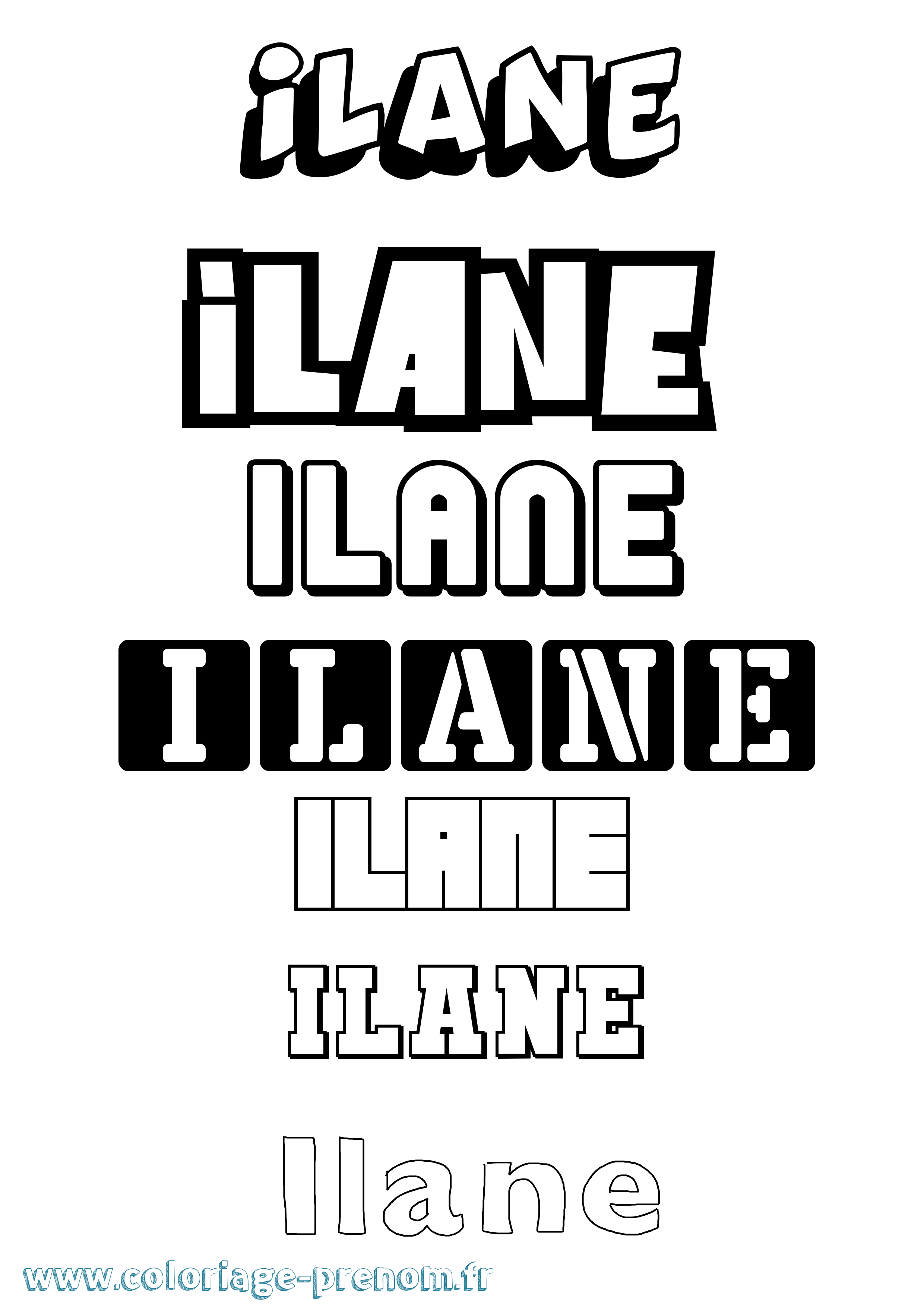 Coloriage prénom Ilane Simple
