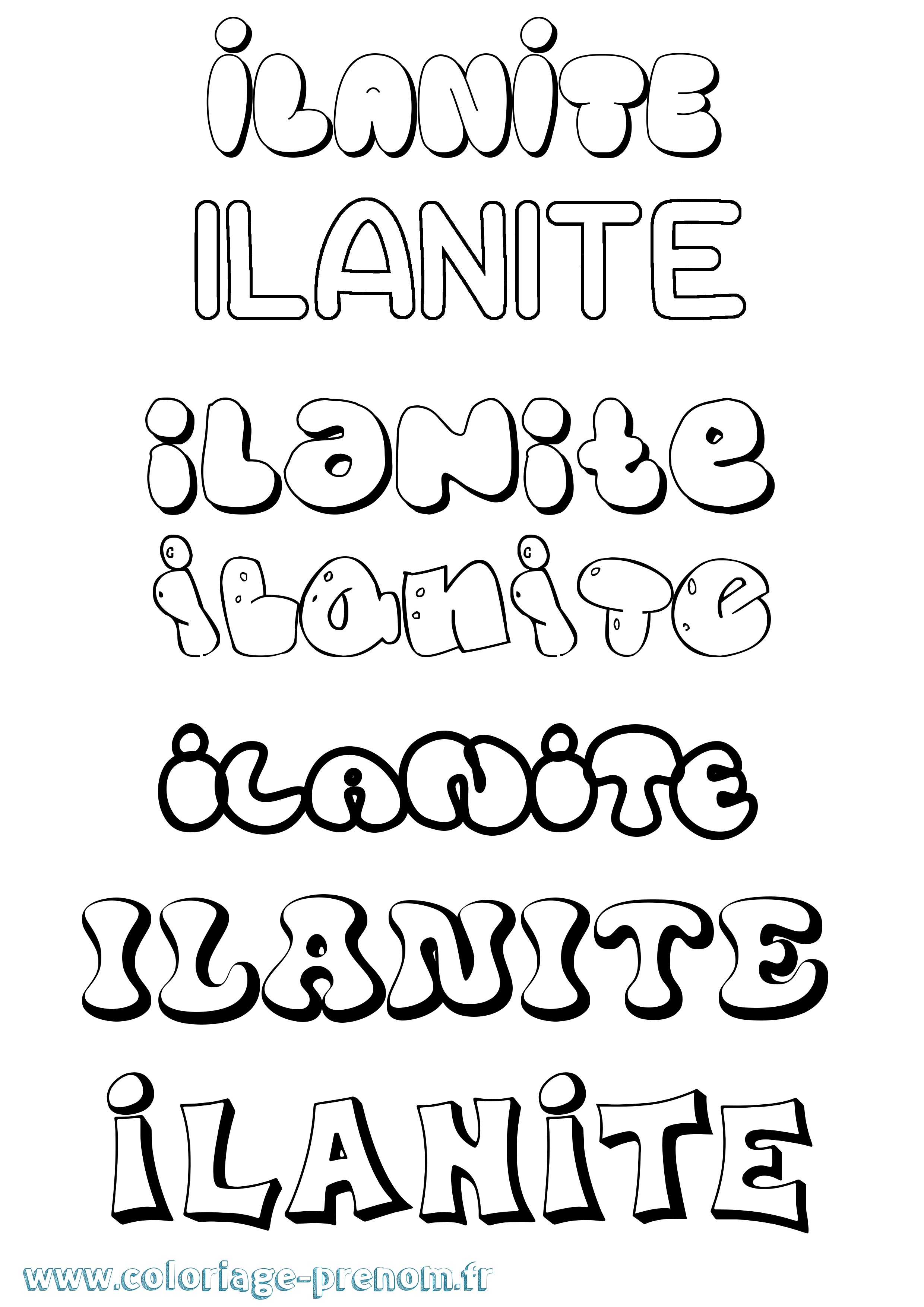 Coloriage Ilanite Bubble Coloriage prénom Ilanite Bubble