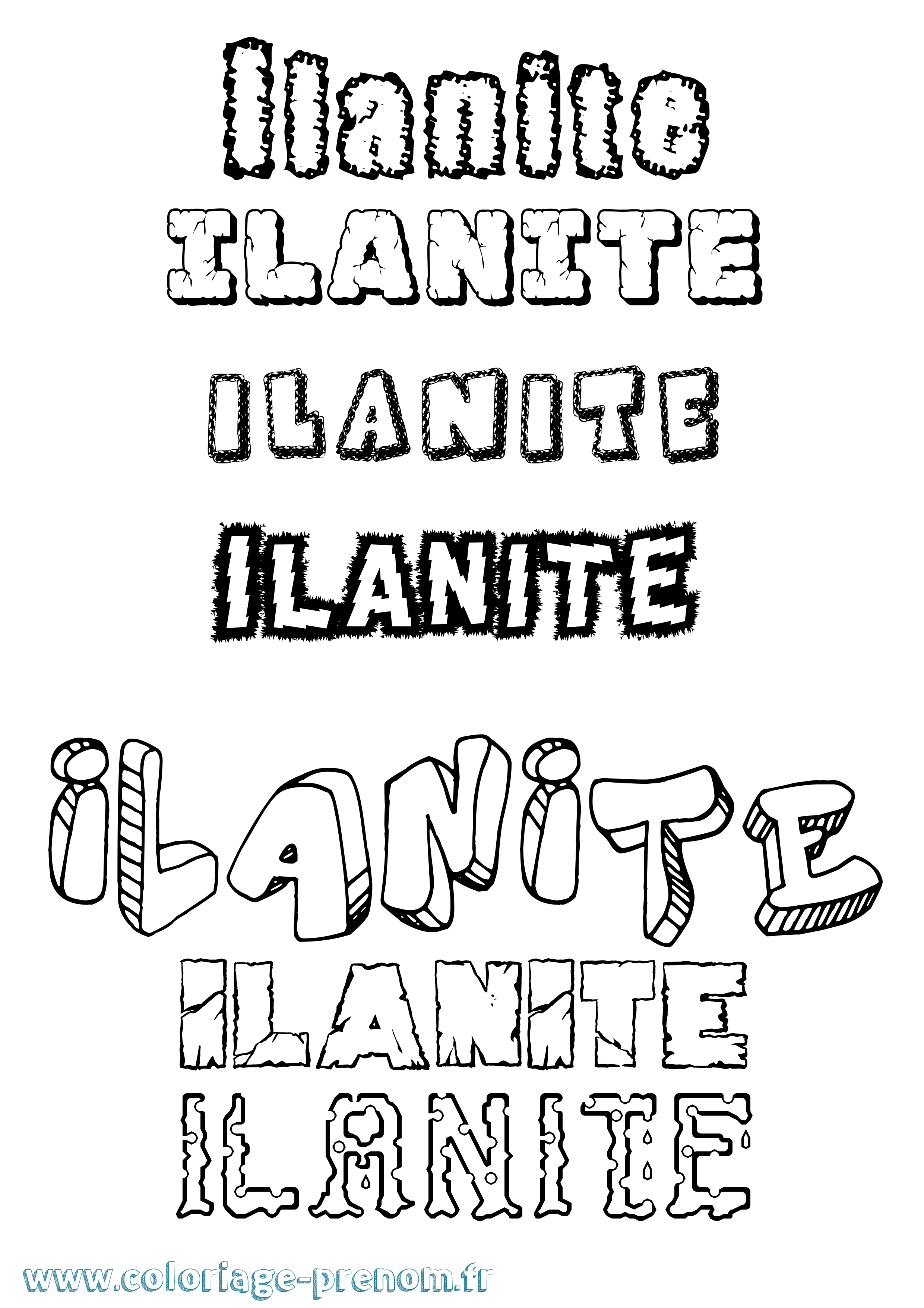 Coloriage Ilanite Destructuré Coloriage prénom Ilanite Destructuré