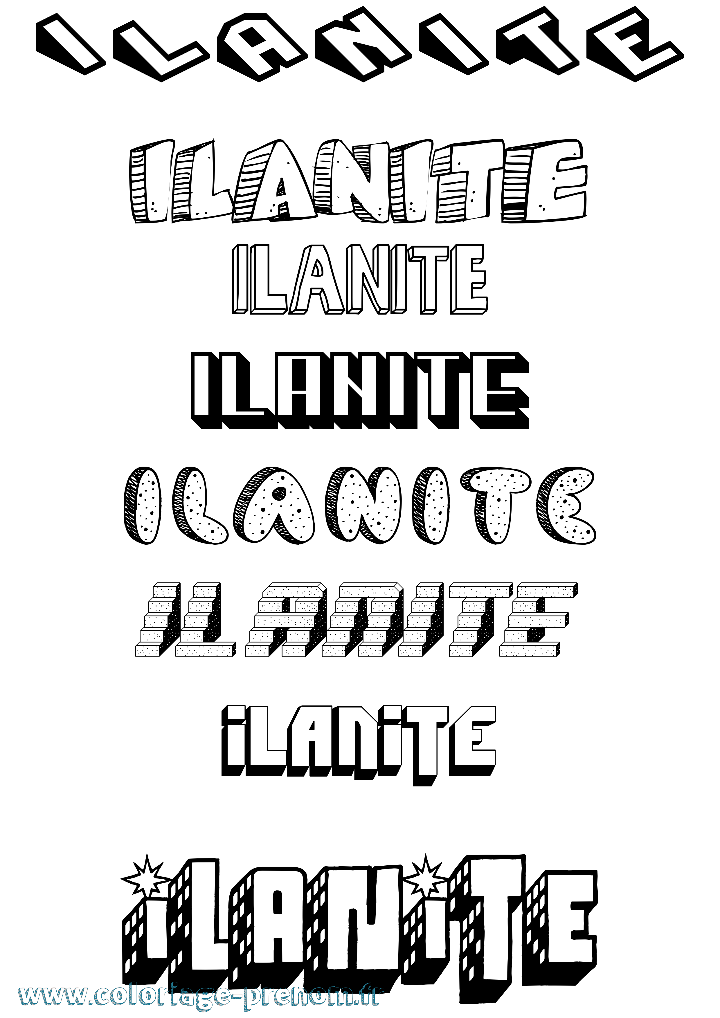Coloriage Ilanite Effet 3D Coloriage prénom Ilanite Effet 3D