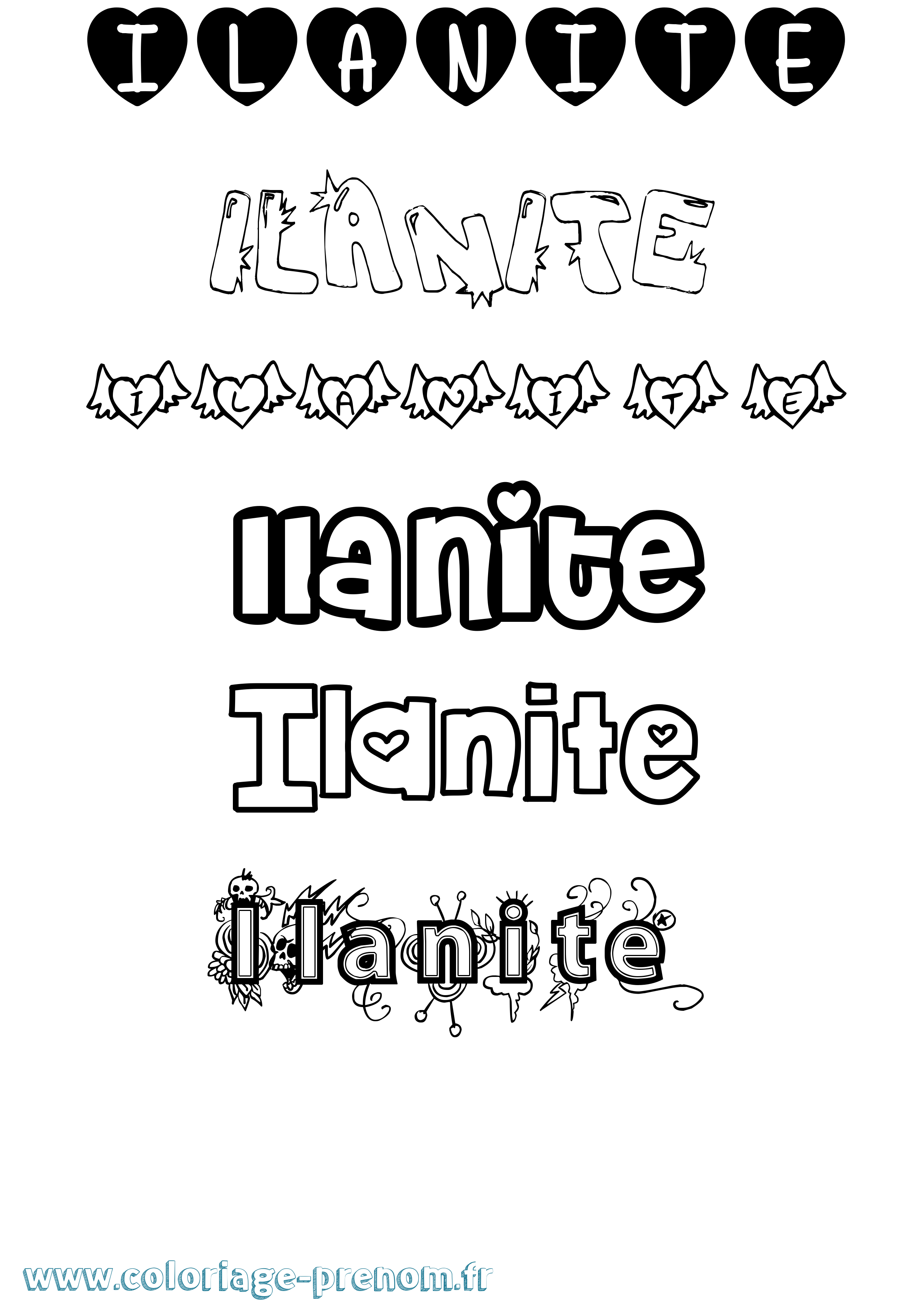 Coloriage Ilanite Girly Coloriage prénom Ilanite Girly