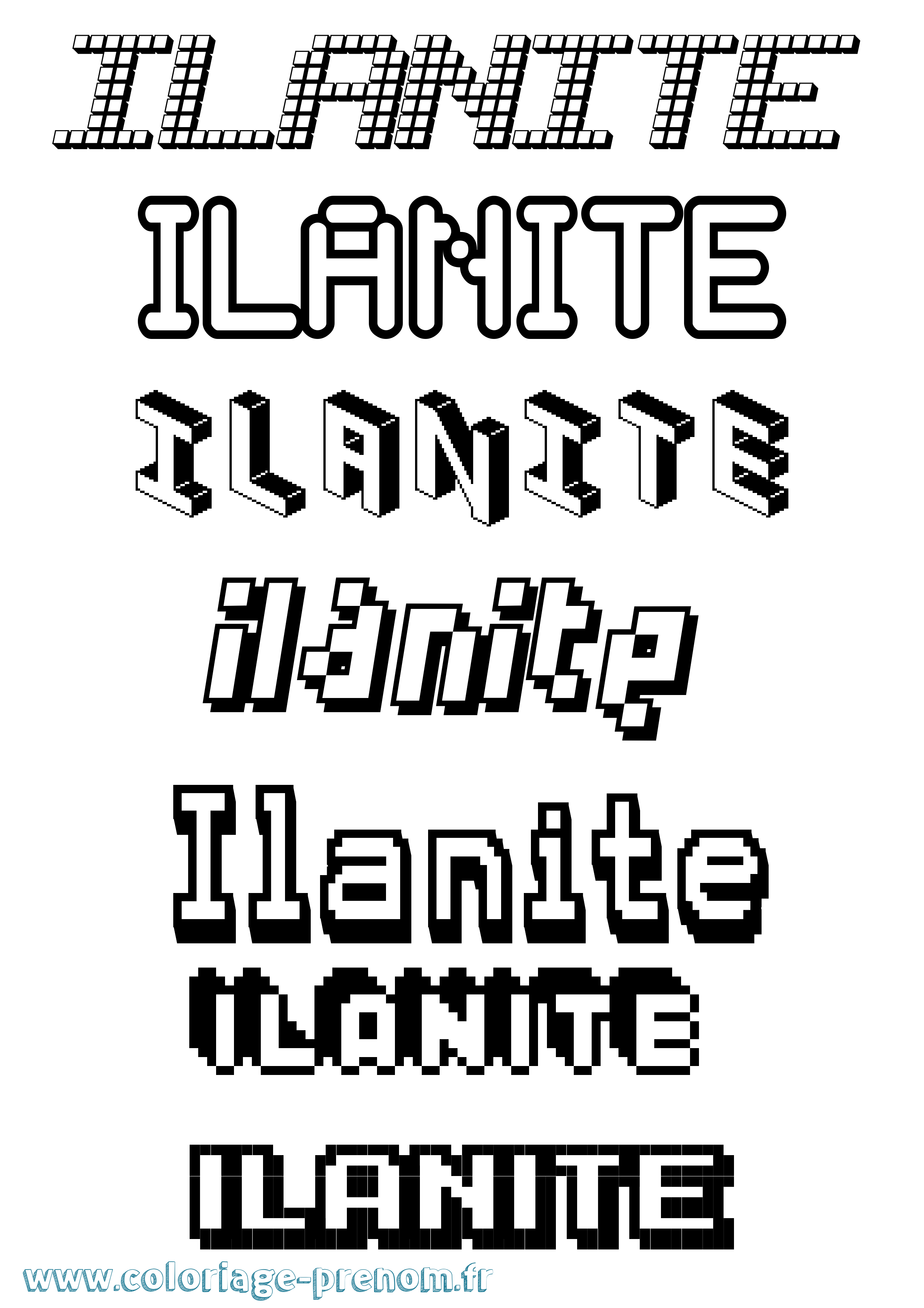 Coloriage Ilanite Pixel Coloriage prénom Ilanite Pixel