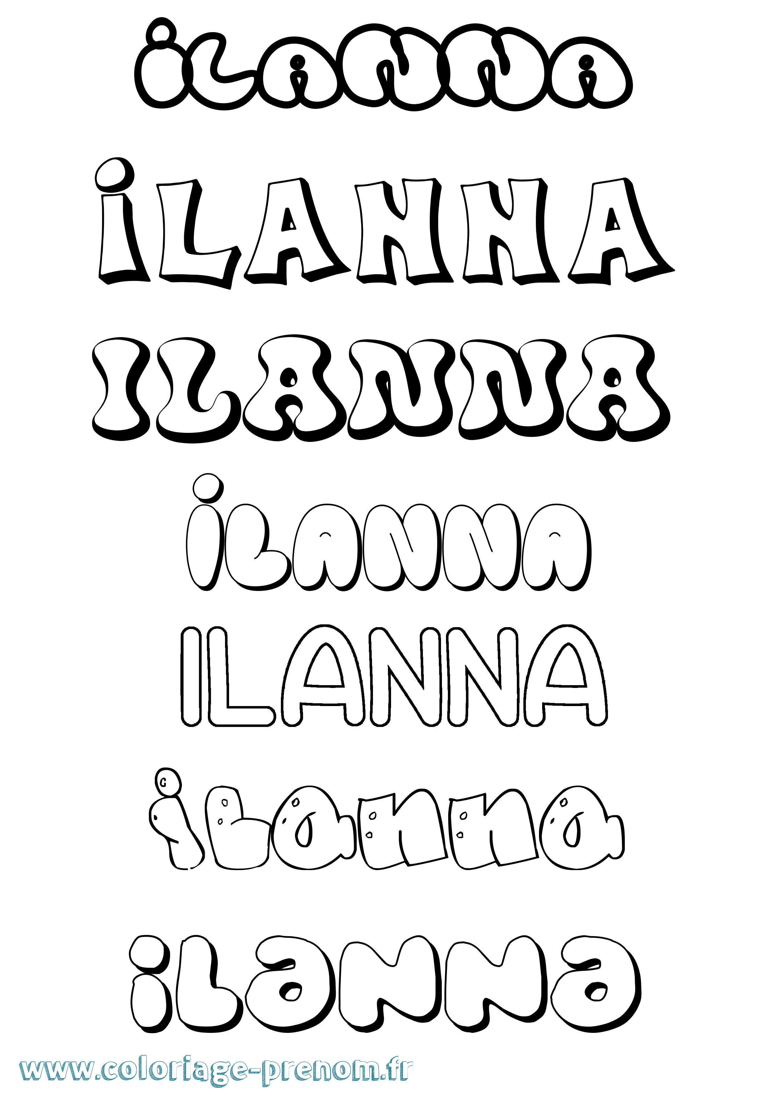 Coloriage Ilanna Bubble Coloriage prénom Ilanna Bubble