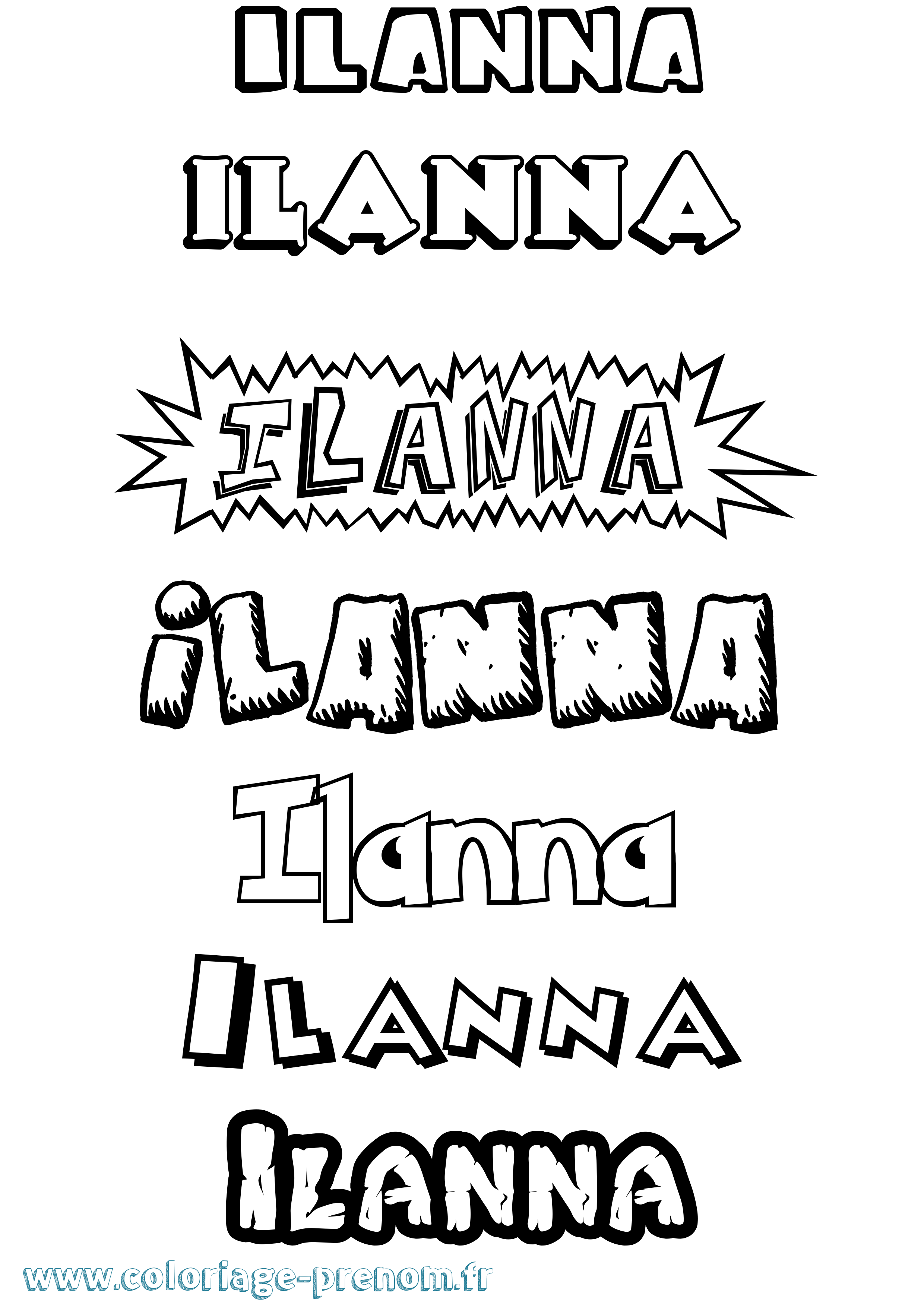 Coloriage Ilanna Dessin Animé Coloriage prénom Ilanna Dessin Animé