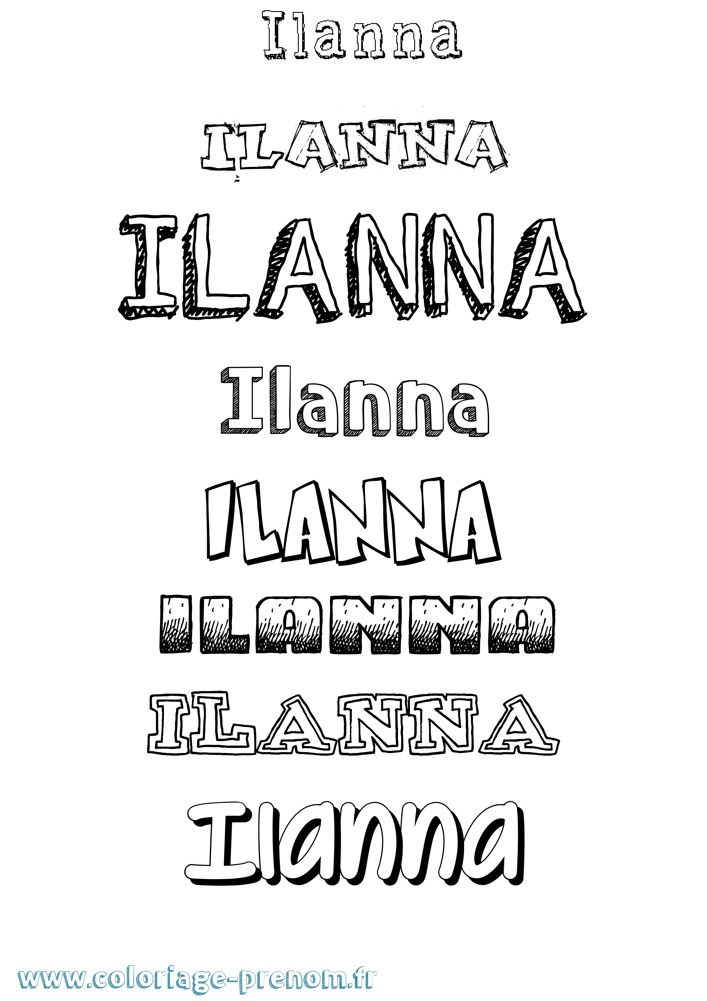 Coloriage Ilanna Dessiné Coloriage prénom Ilanna Dessiné