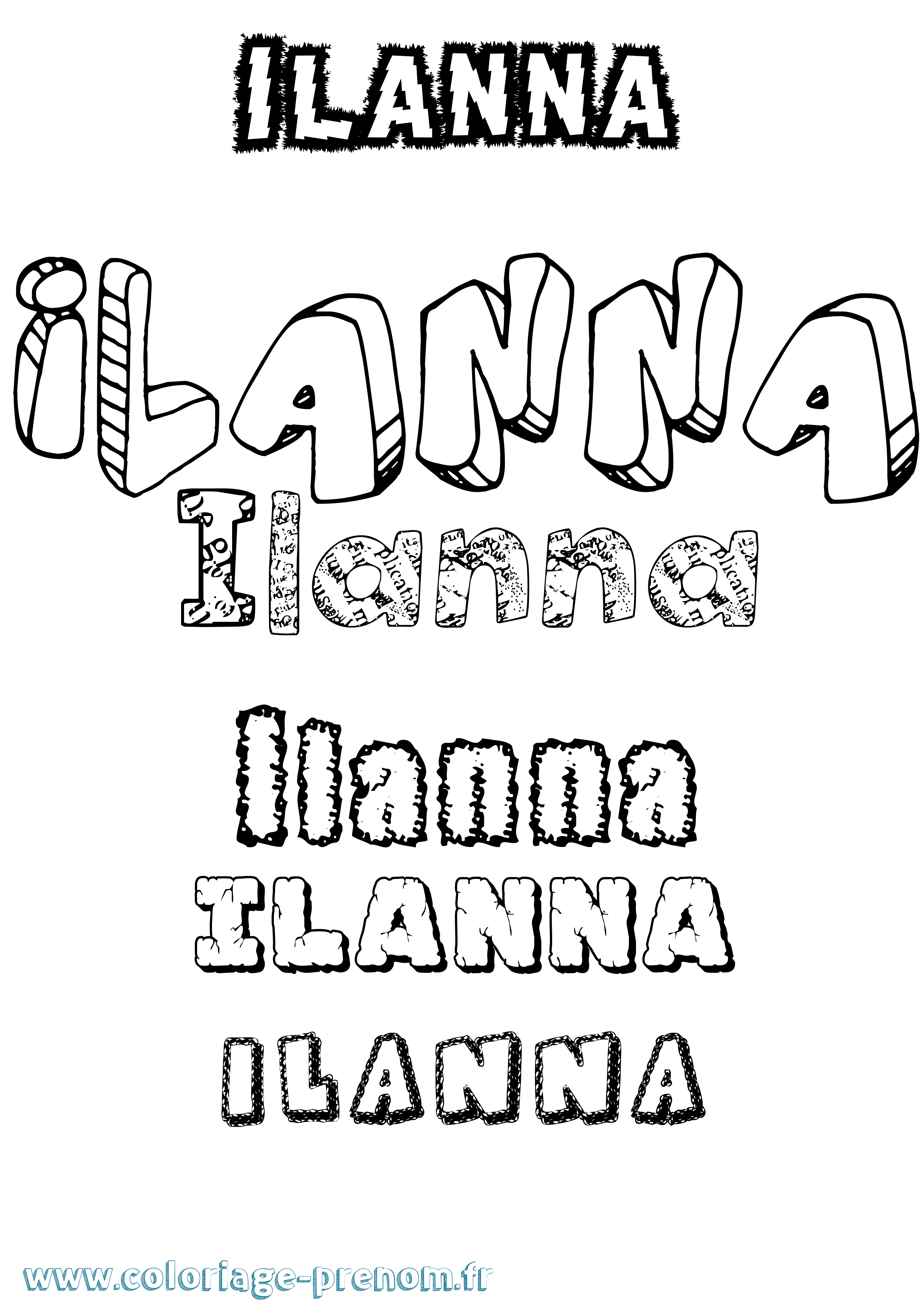 Coloriage Ilanna Destructuré Coloriage prénom Ilanna Destructuré
