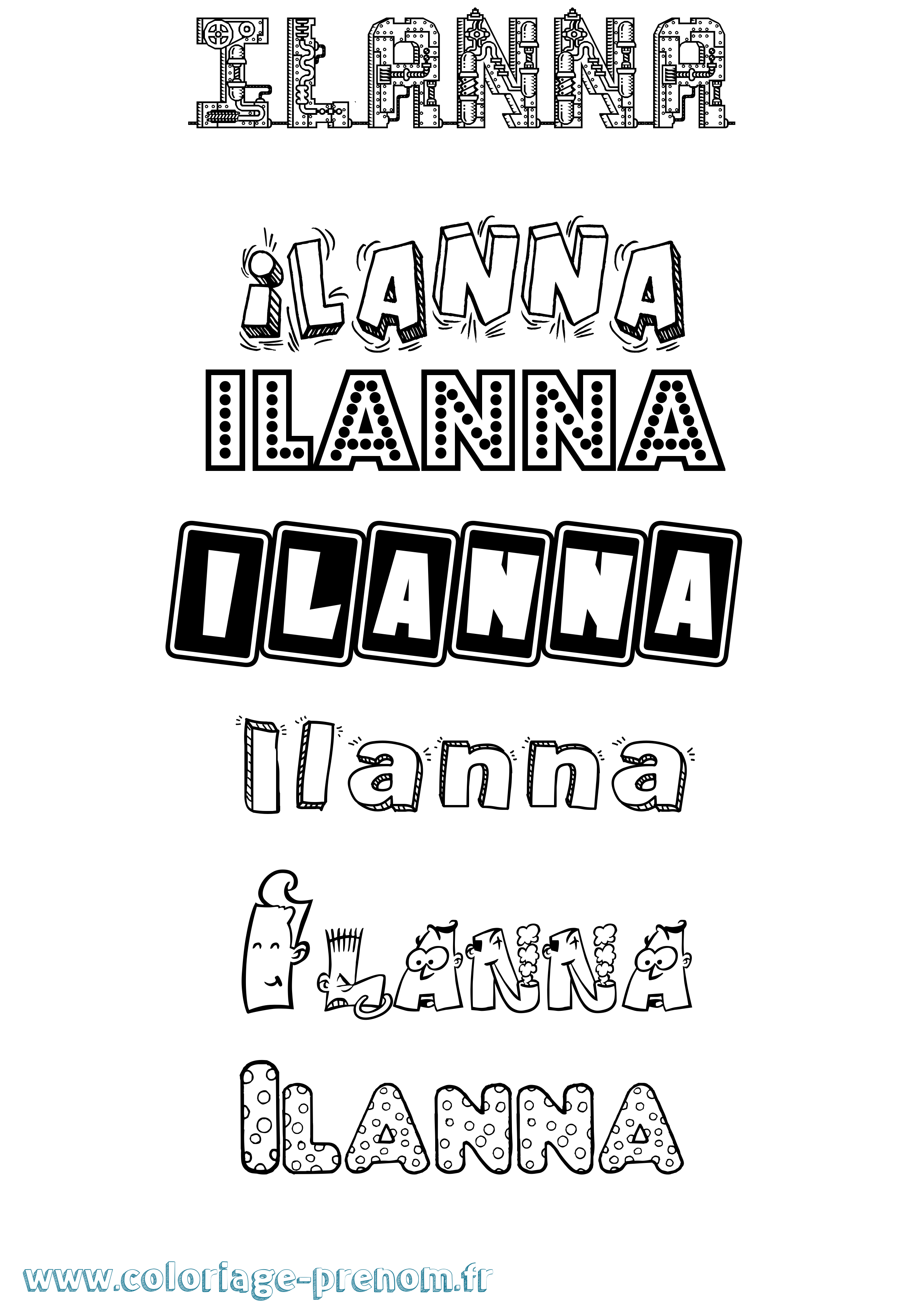 Coloriage Ilanna Fun Coloriage prénom Ilanna Fun