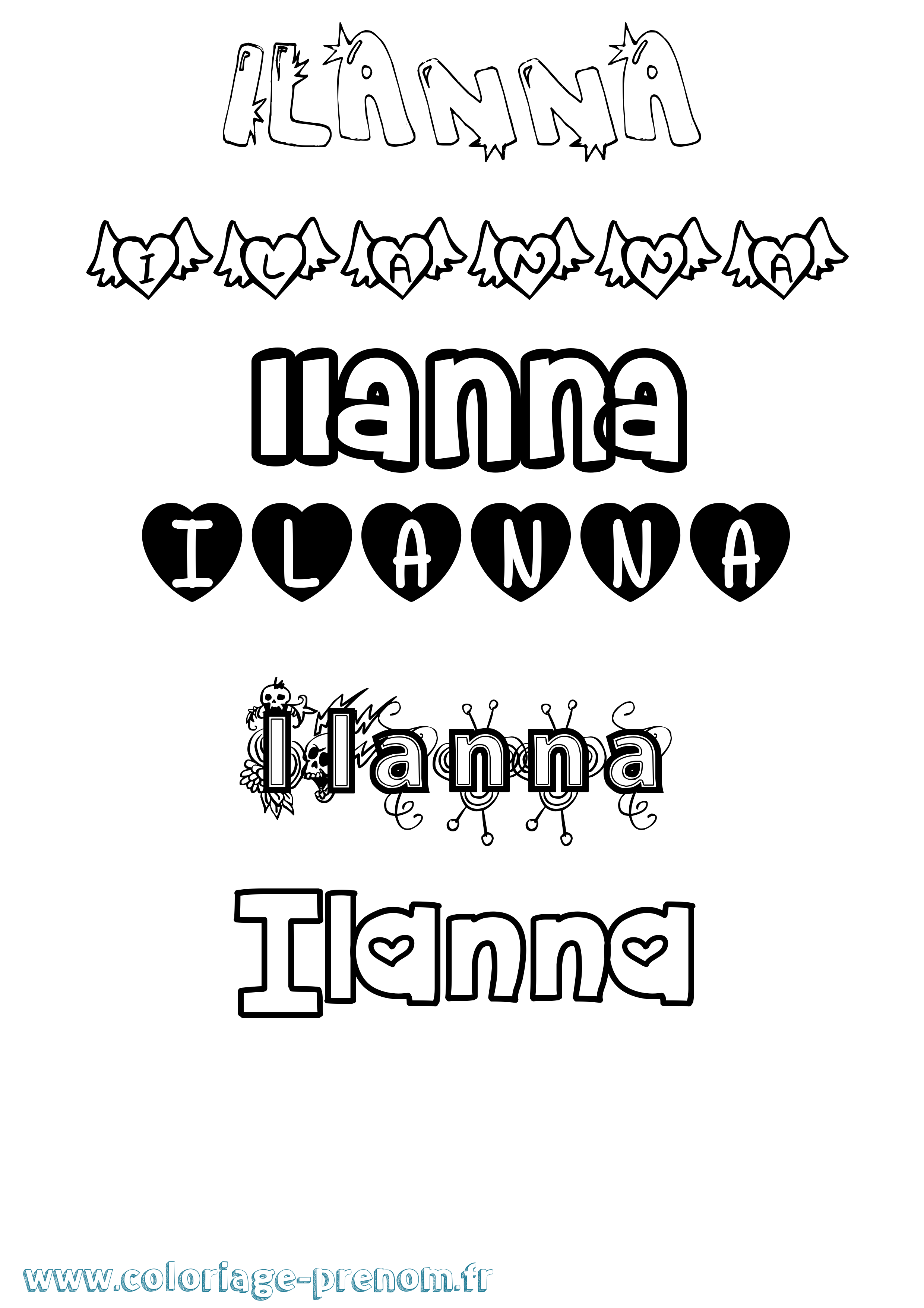 Coloriage Ilanna Girly Coloriage prénom Ilanna Girly