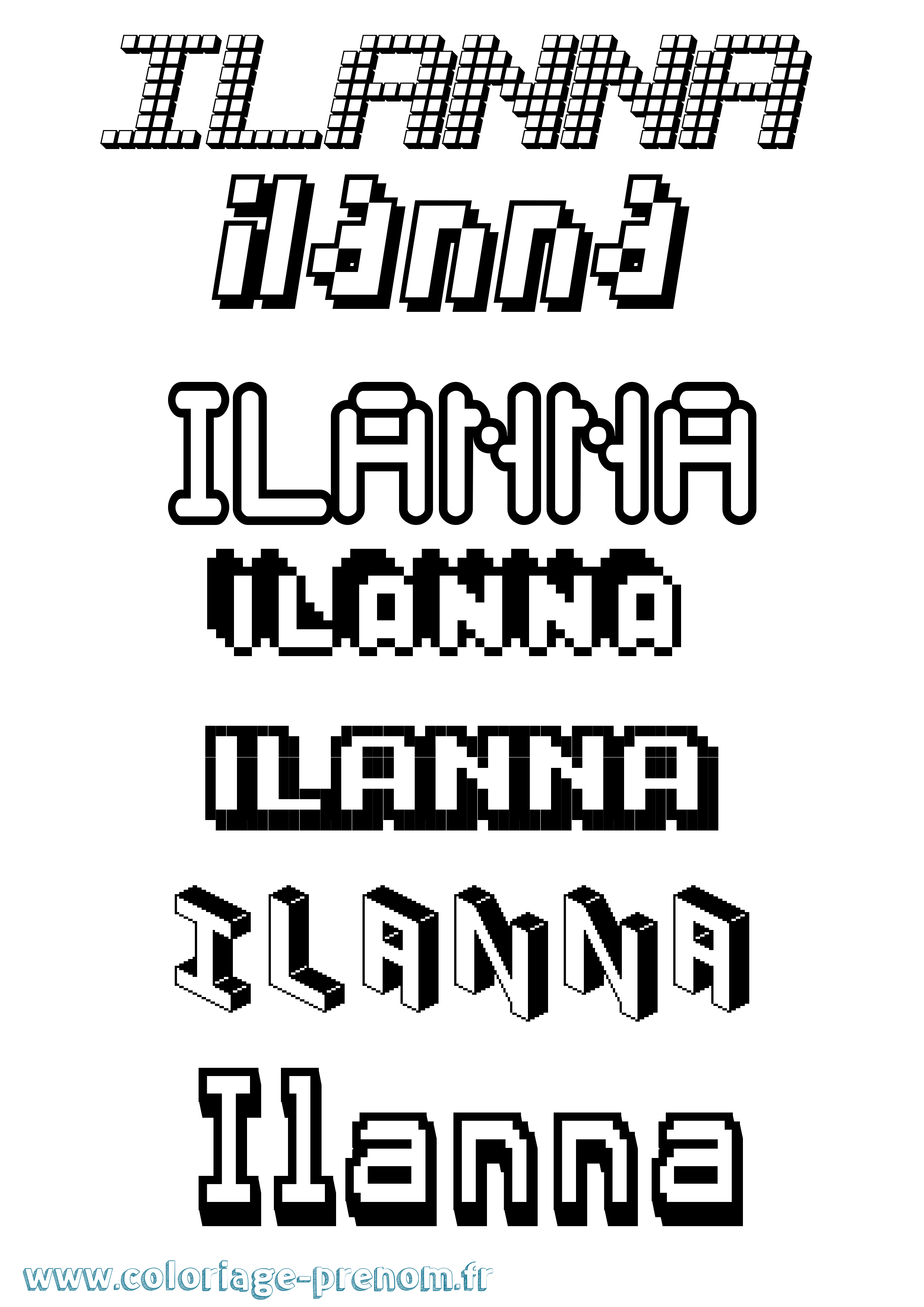 Coloriage Ilanna Pixel Coloriage prénom Ilanna Pixel