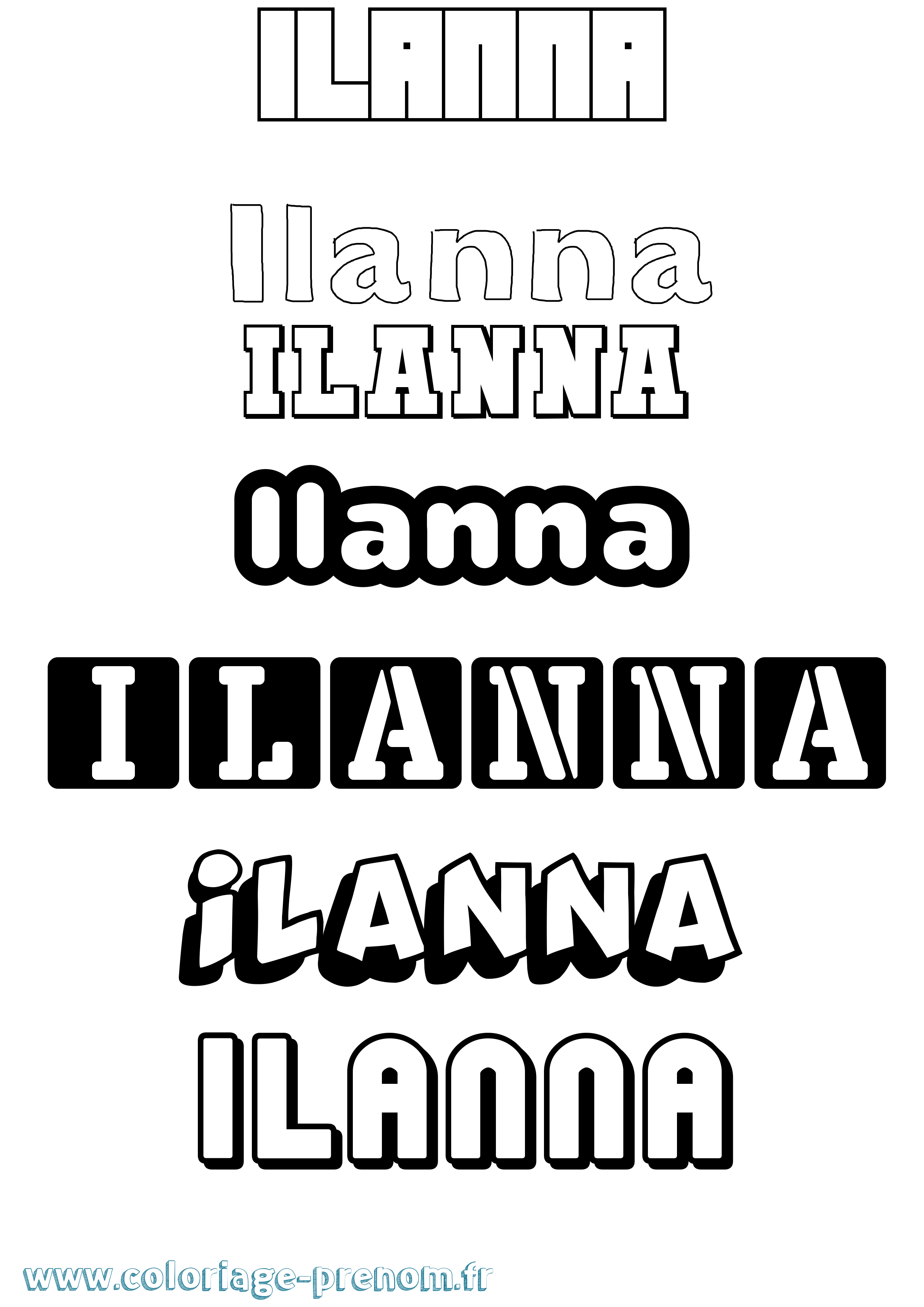 Coloriage Ilanna Simple Coloriage prénom Ilanna Simple