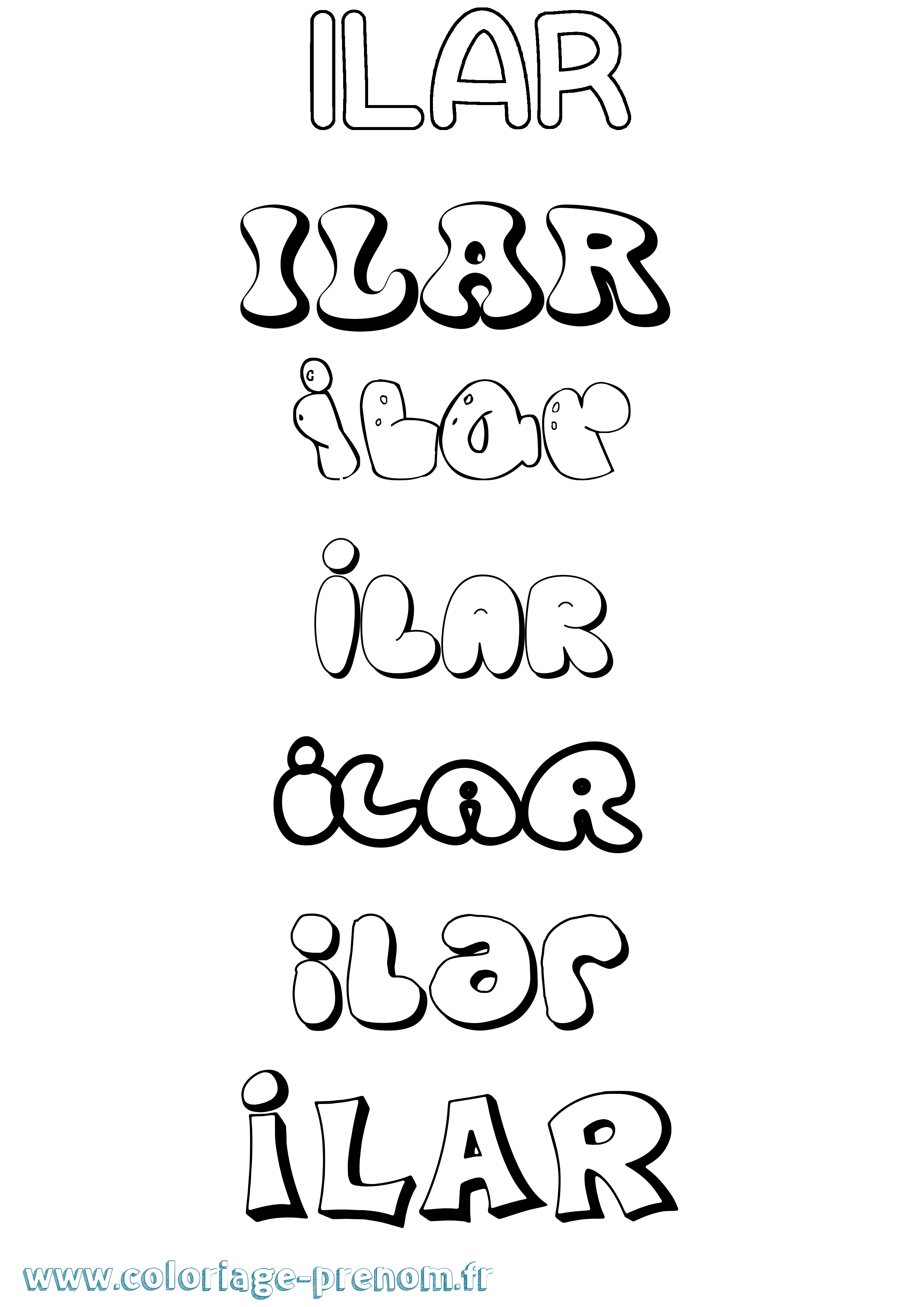 Coloriage Ilar Bubble Coloriage prénom Ilar Bubble