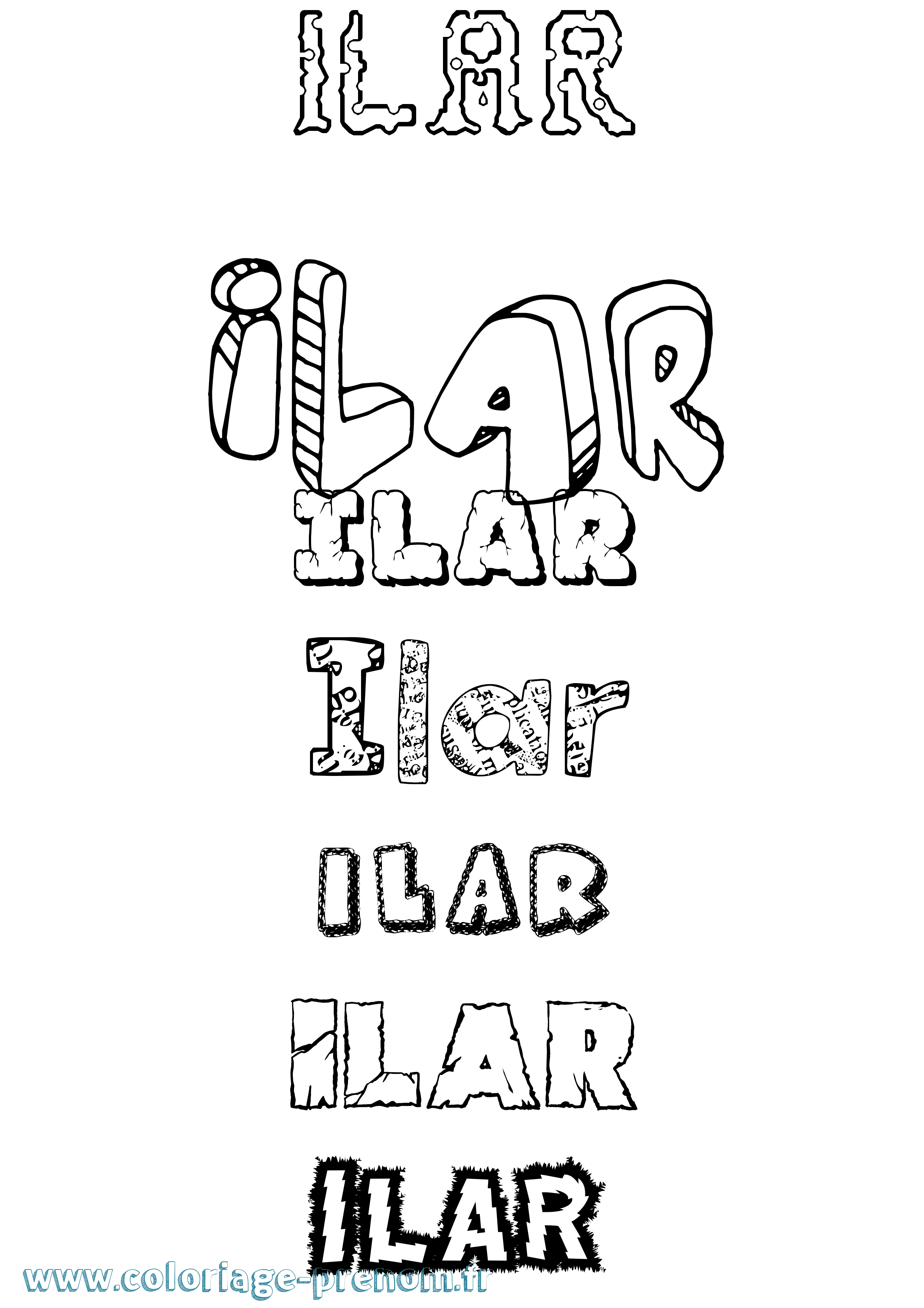 Coloriage Ilar Destructuré Coloriage prénom Ilar Destructuré