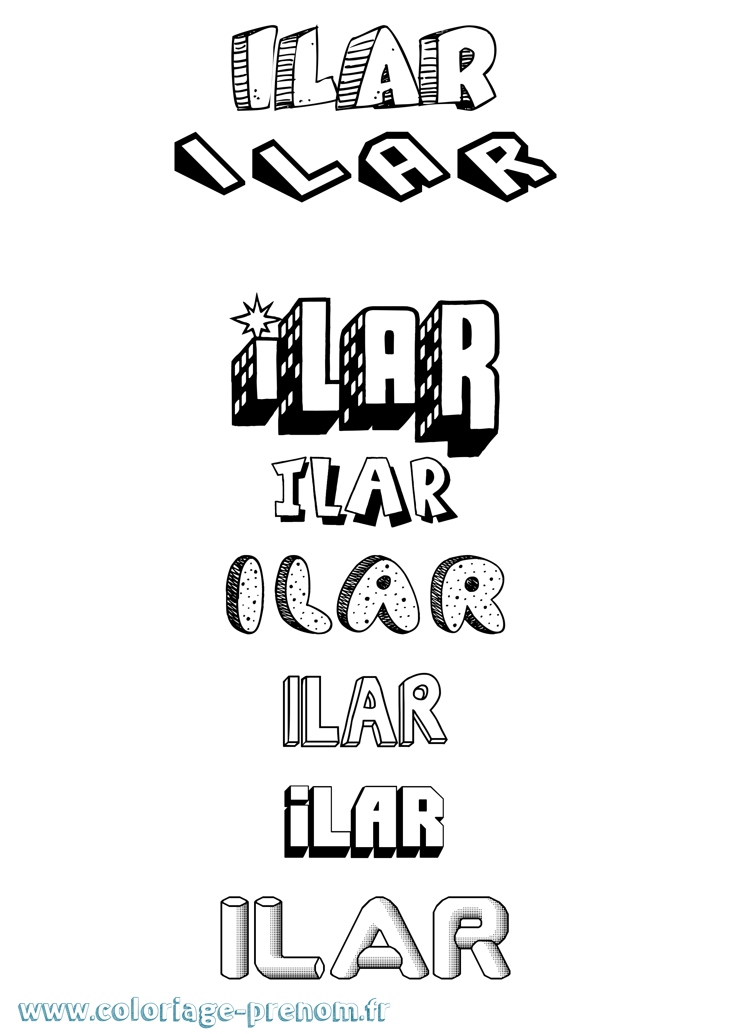 Coloriage Ilar Effet 3D Coloriage prénom Ilar Effet 3D