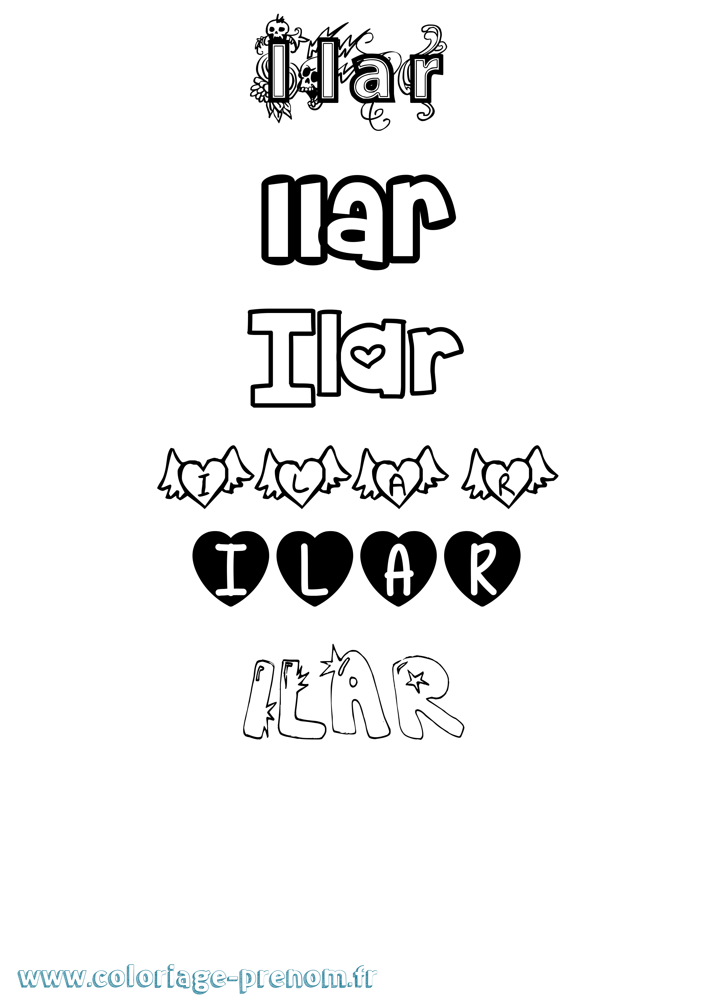 Coloriage Ilar Girly Coloriage prénom Ilar Girly