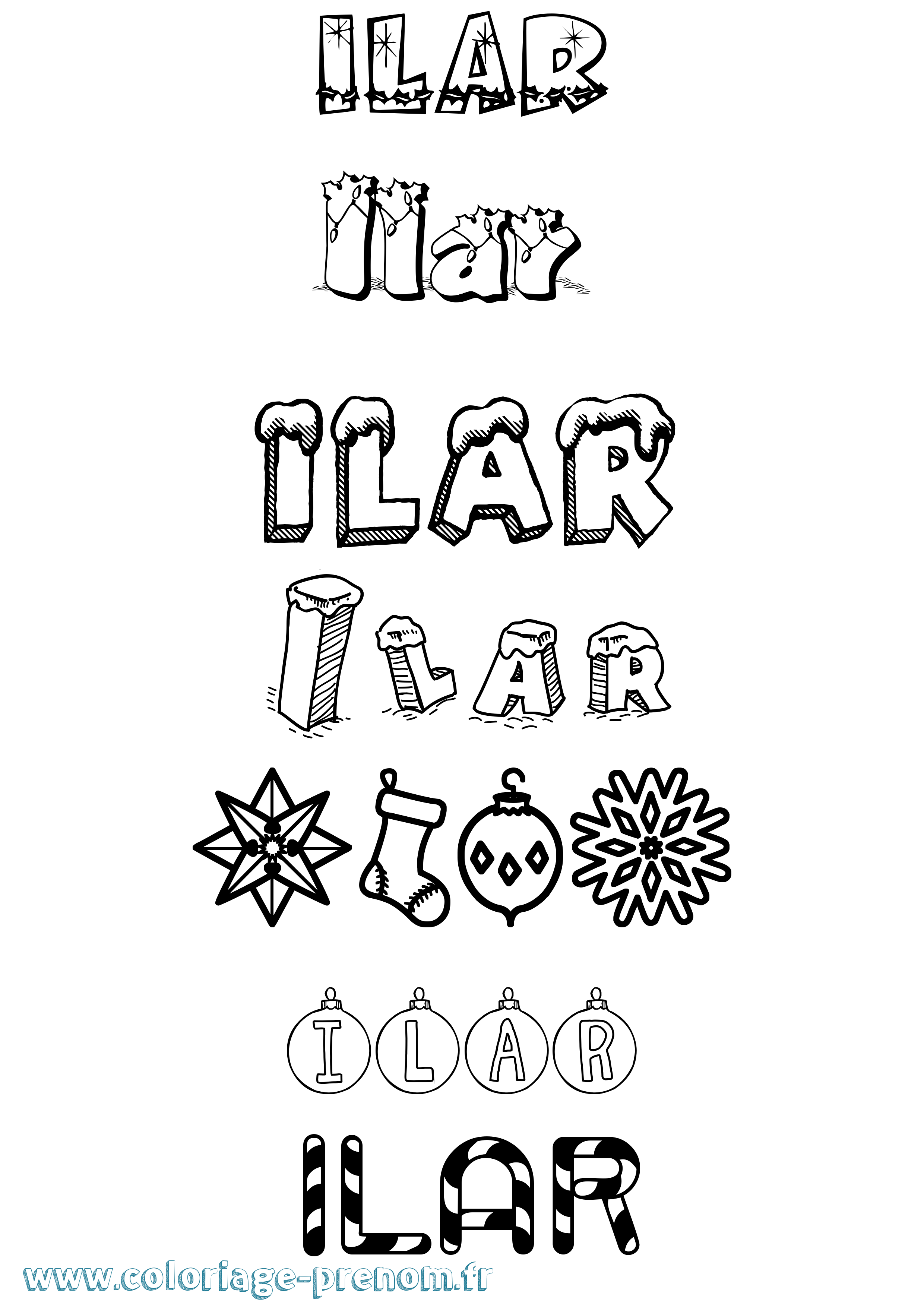 Coloriage Ilar Noël Coloriage prénom Ilar Noël