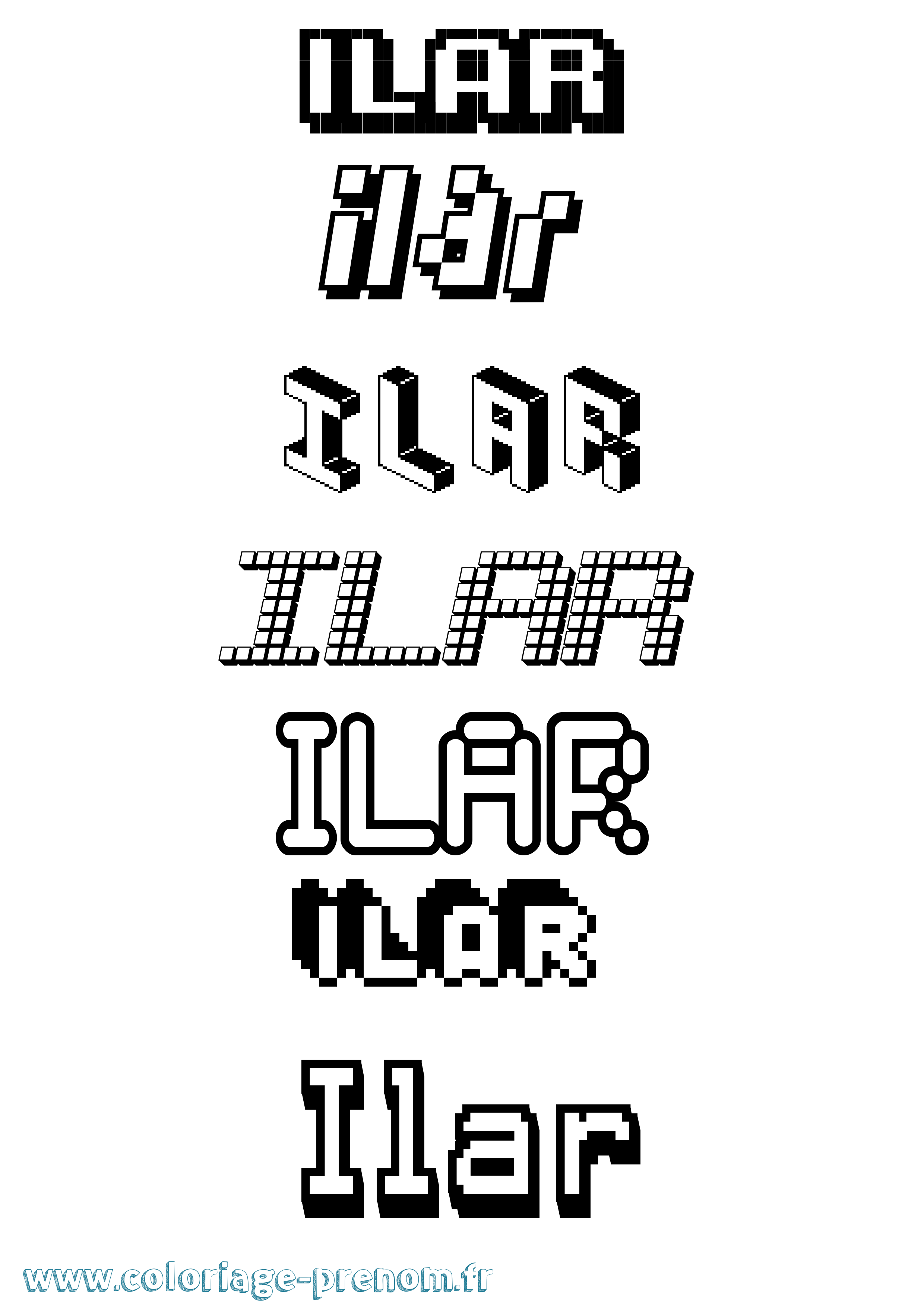 Coloriage Ilar Pixel Coloriage prénom Ilar Pixel