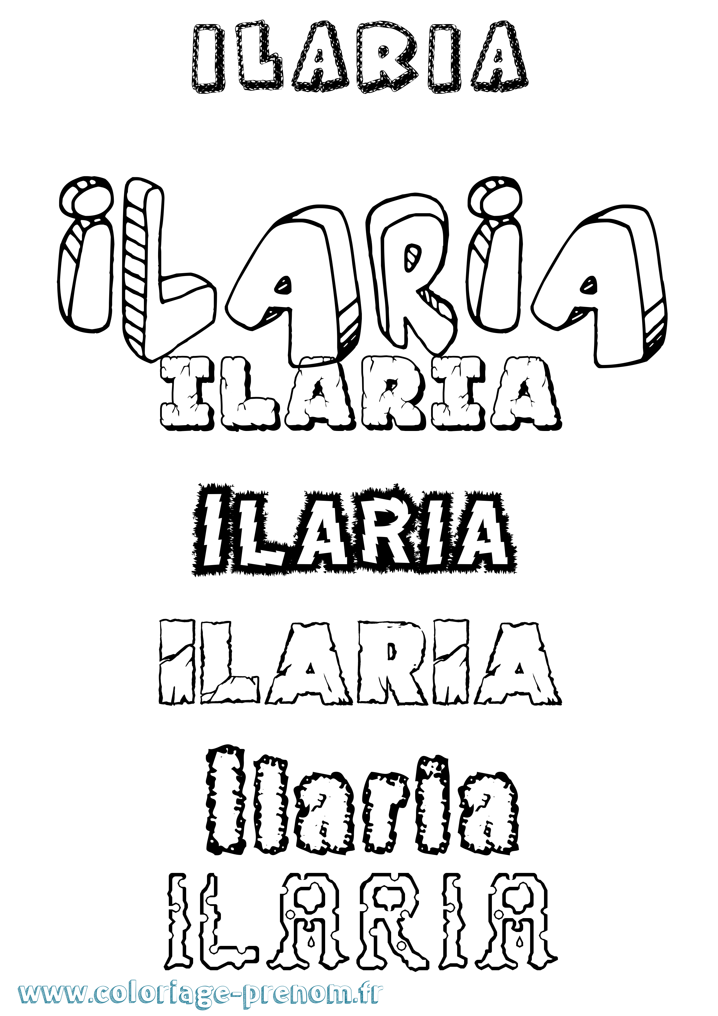 Coloriage prénom Ilaria Destructuré