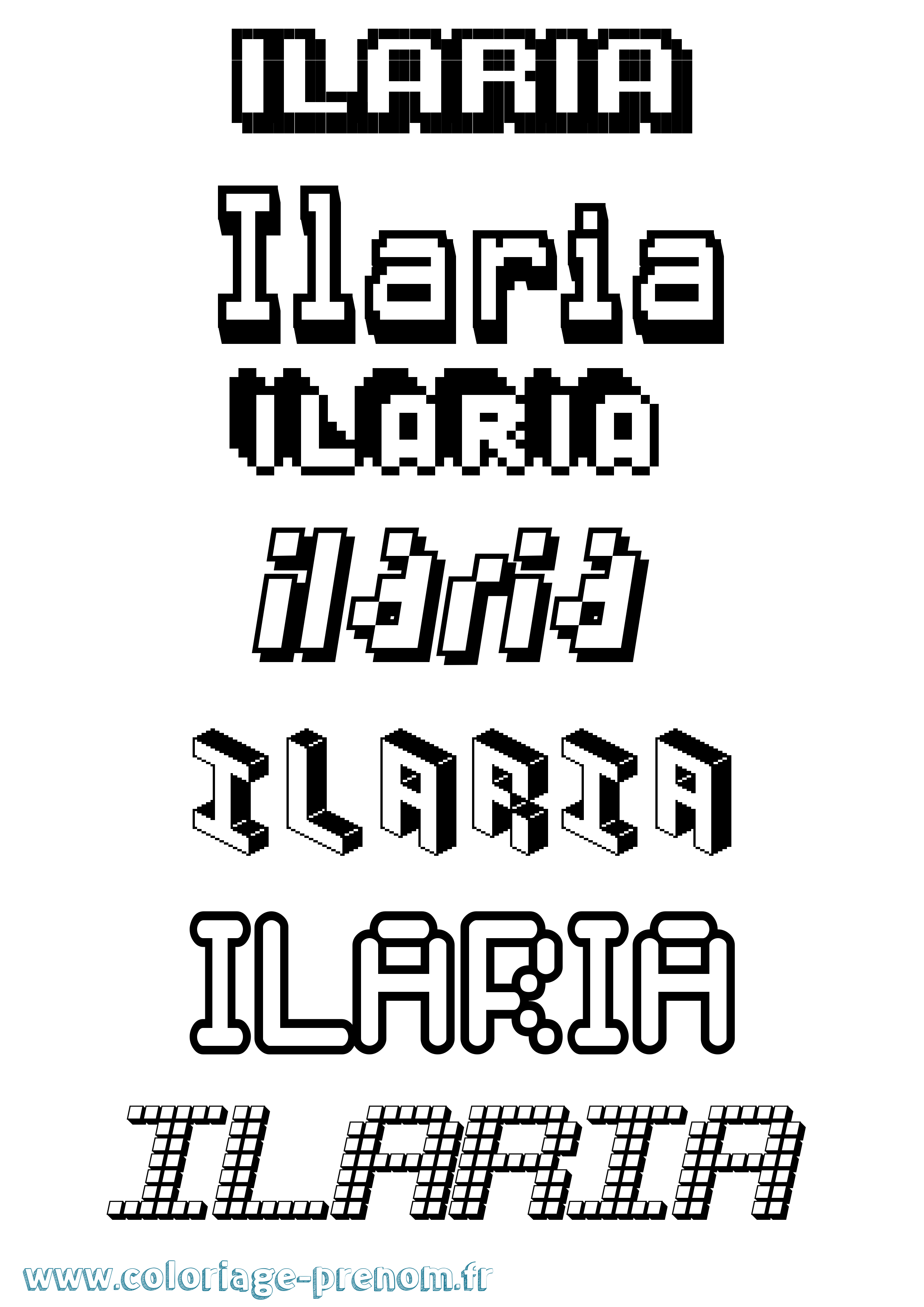 Coloriage prénom Ilaria Pixel