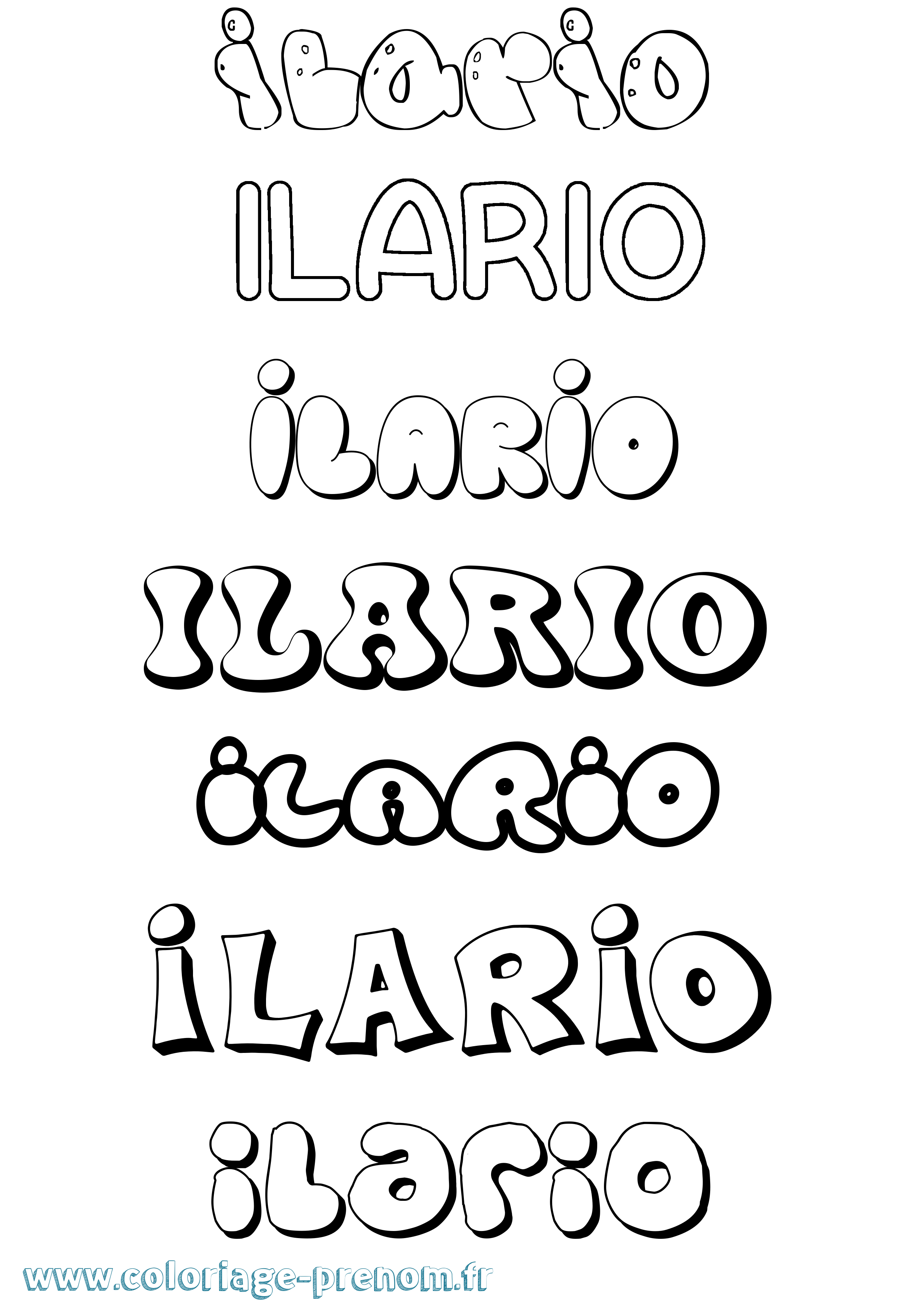 Coloriage Ilario Bubble Coloriage prénom Ilario Bubble