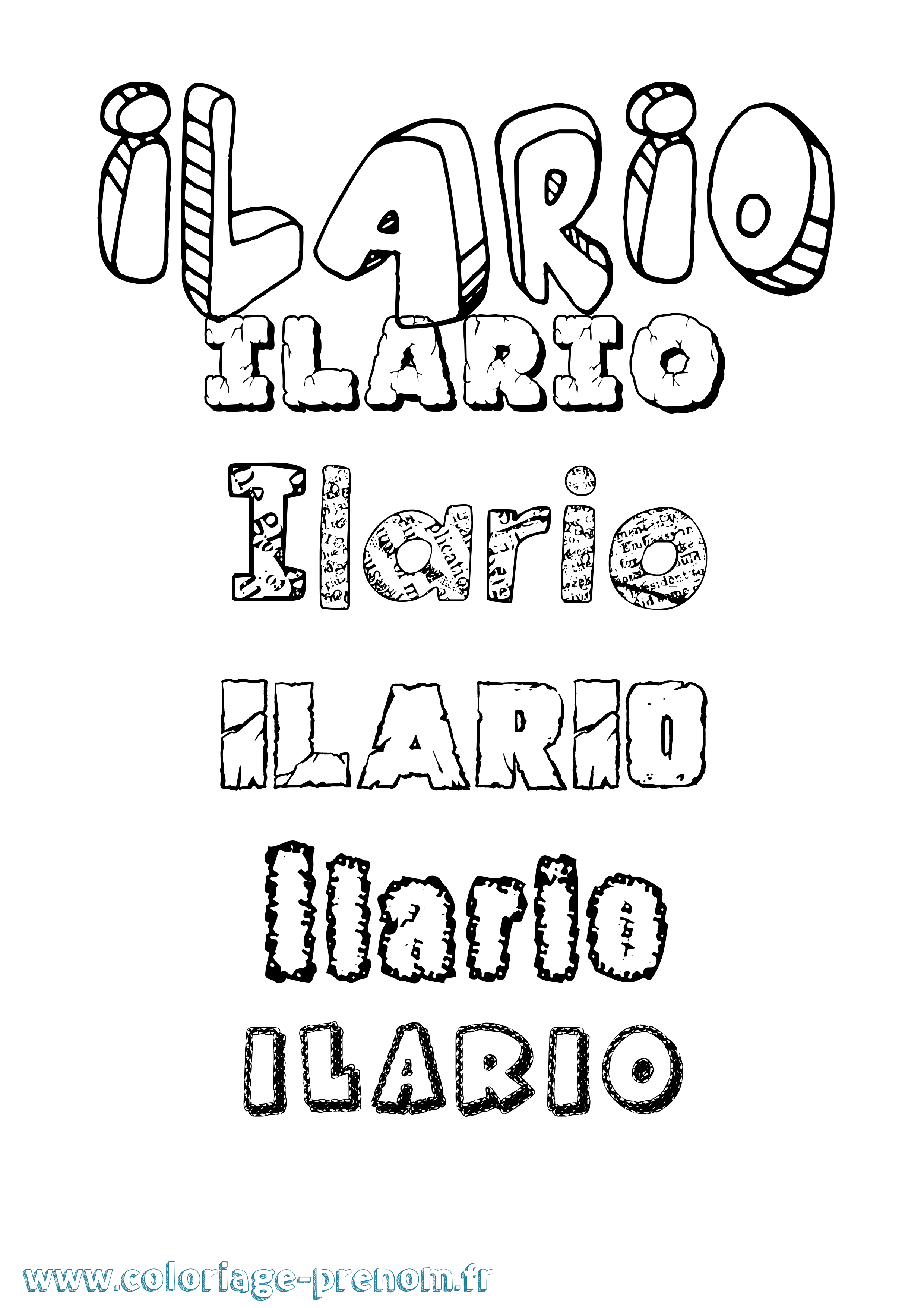 Coloriage Ilario Destructuré Coloriage prénom Ilario Destructuré