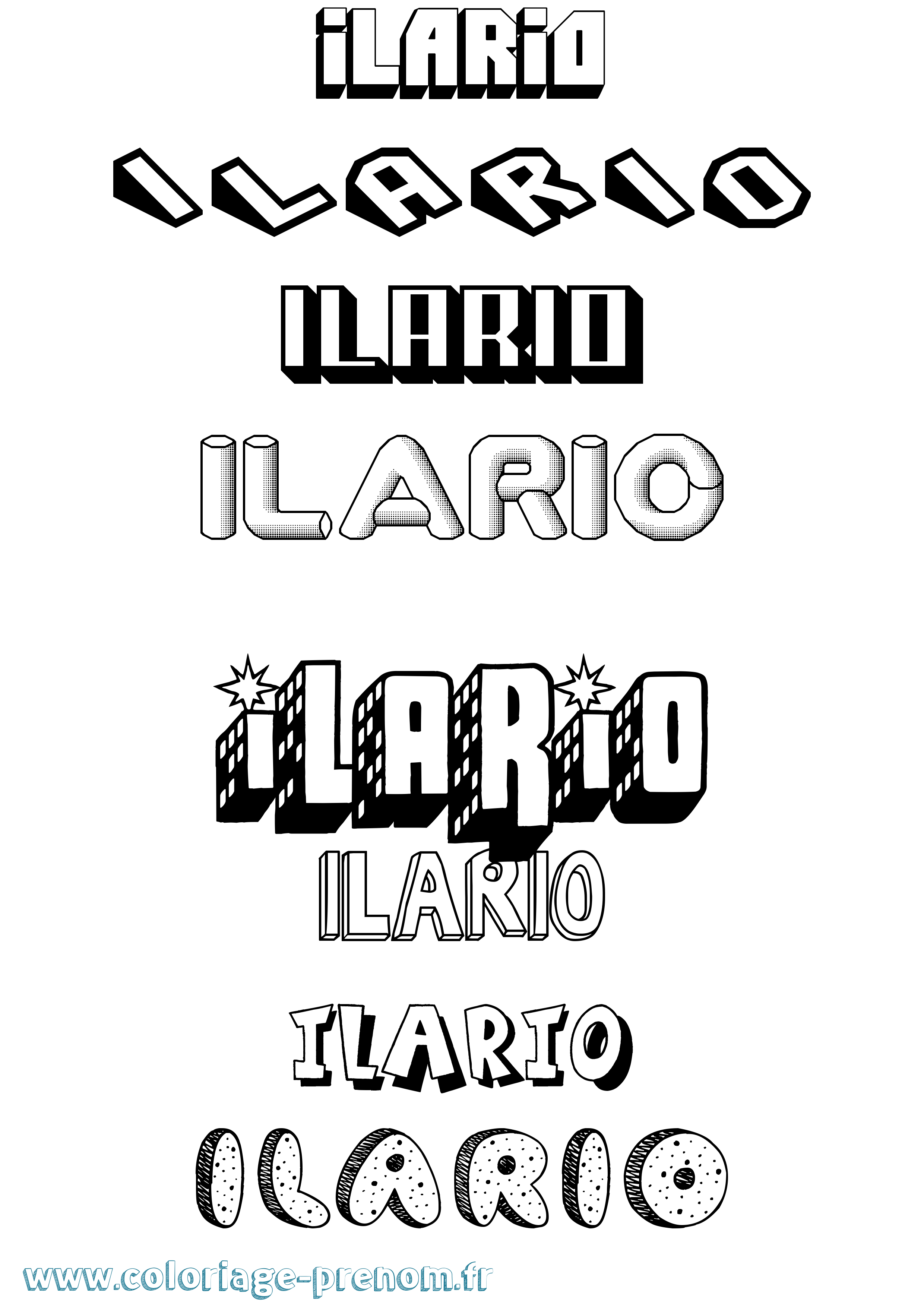 Coloriage Ilario Effet 3D Coloriage prénom Ilario Effet 3D
