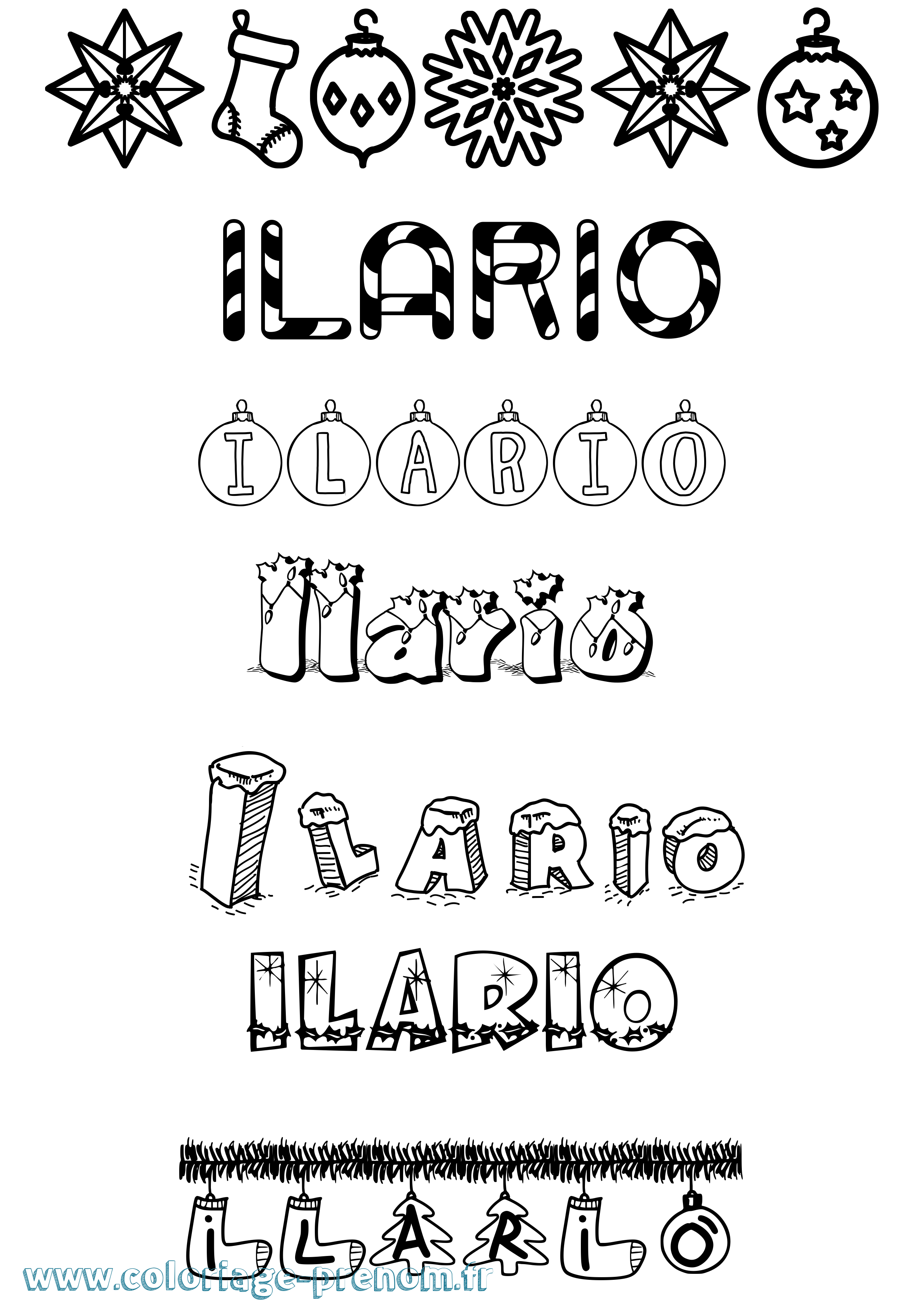 Coloriage Ilario Noël Coloriage prénom Ilario Noël