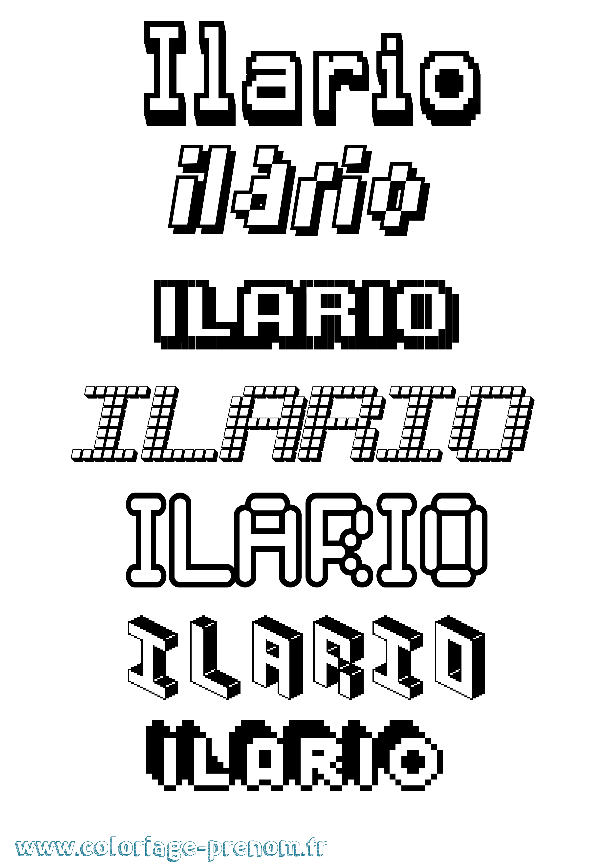 Coloriage prénom Ilario Pixel