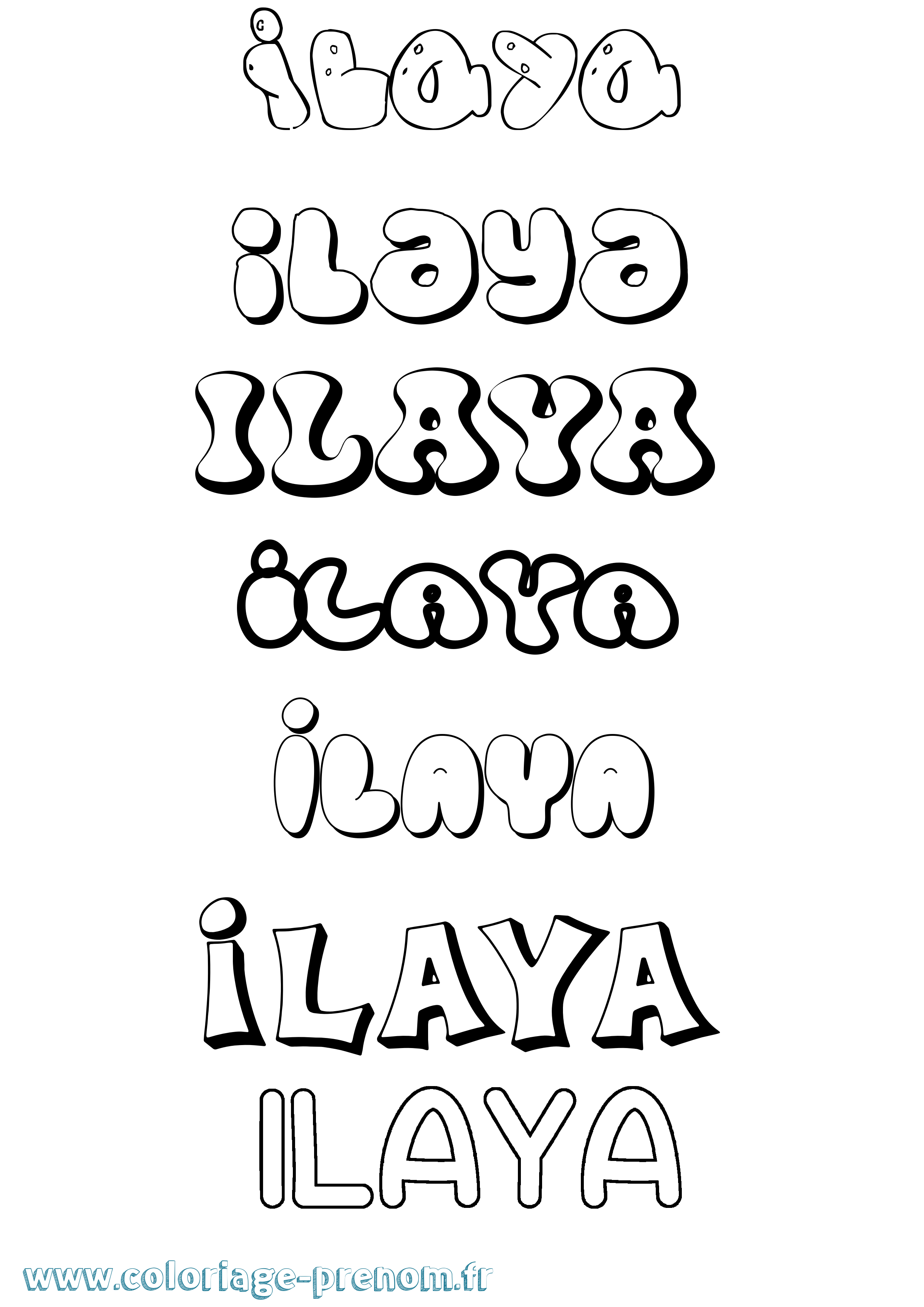Coloriage Ilaya Bubble Coloriage prénom Ilaya Bubble