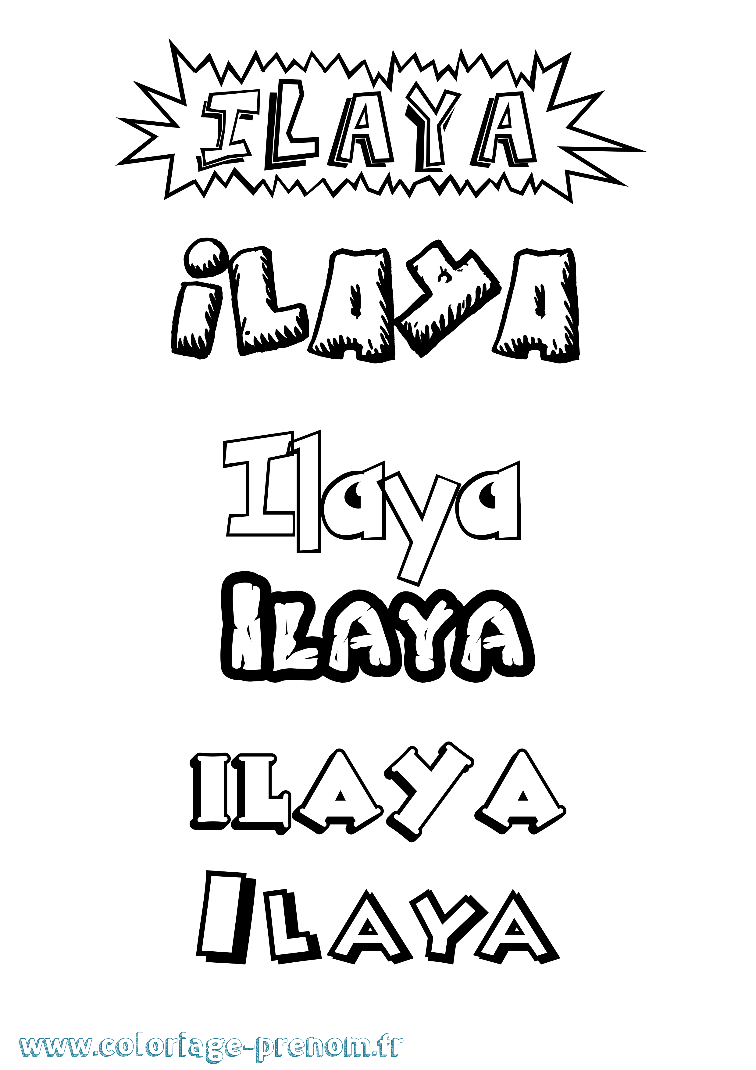 Coloriage Ilaya Dessin Animé Coloriage prénom Ilaya Dessin Animé