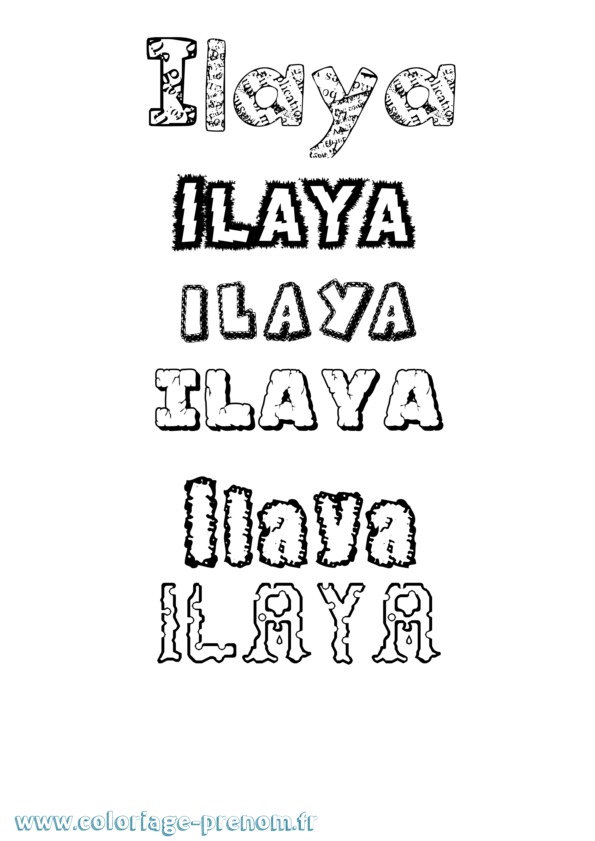 Coloriage Ilaya Destructuré Coloriage prénom Ilaya Destructuré