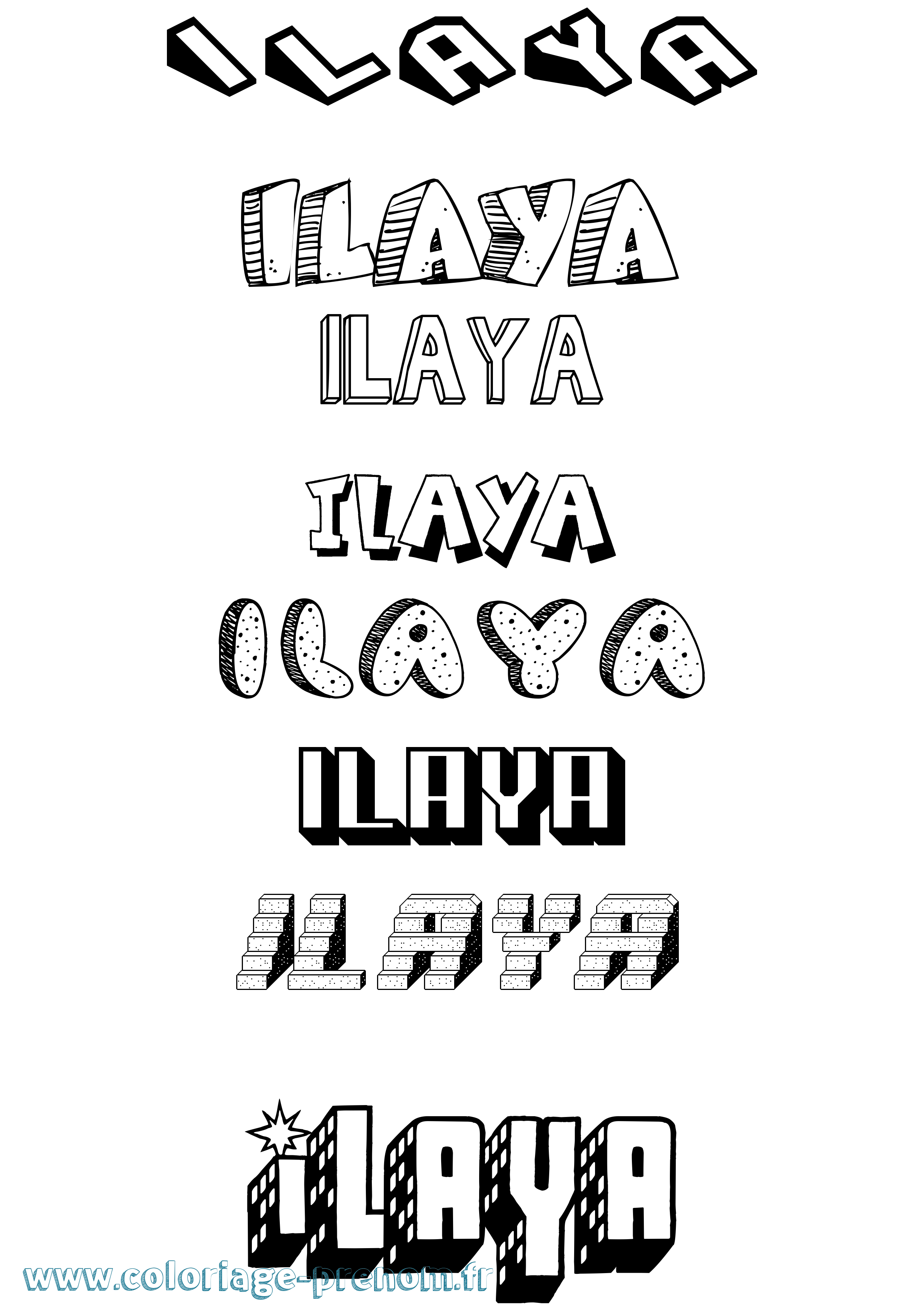 Coloriage Ilaya Effet 3D Coloriage prénom Ilaya Effet 3D