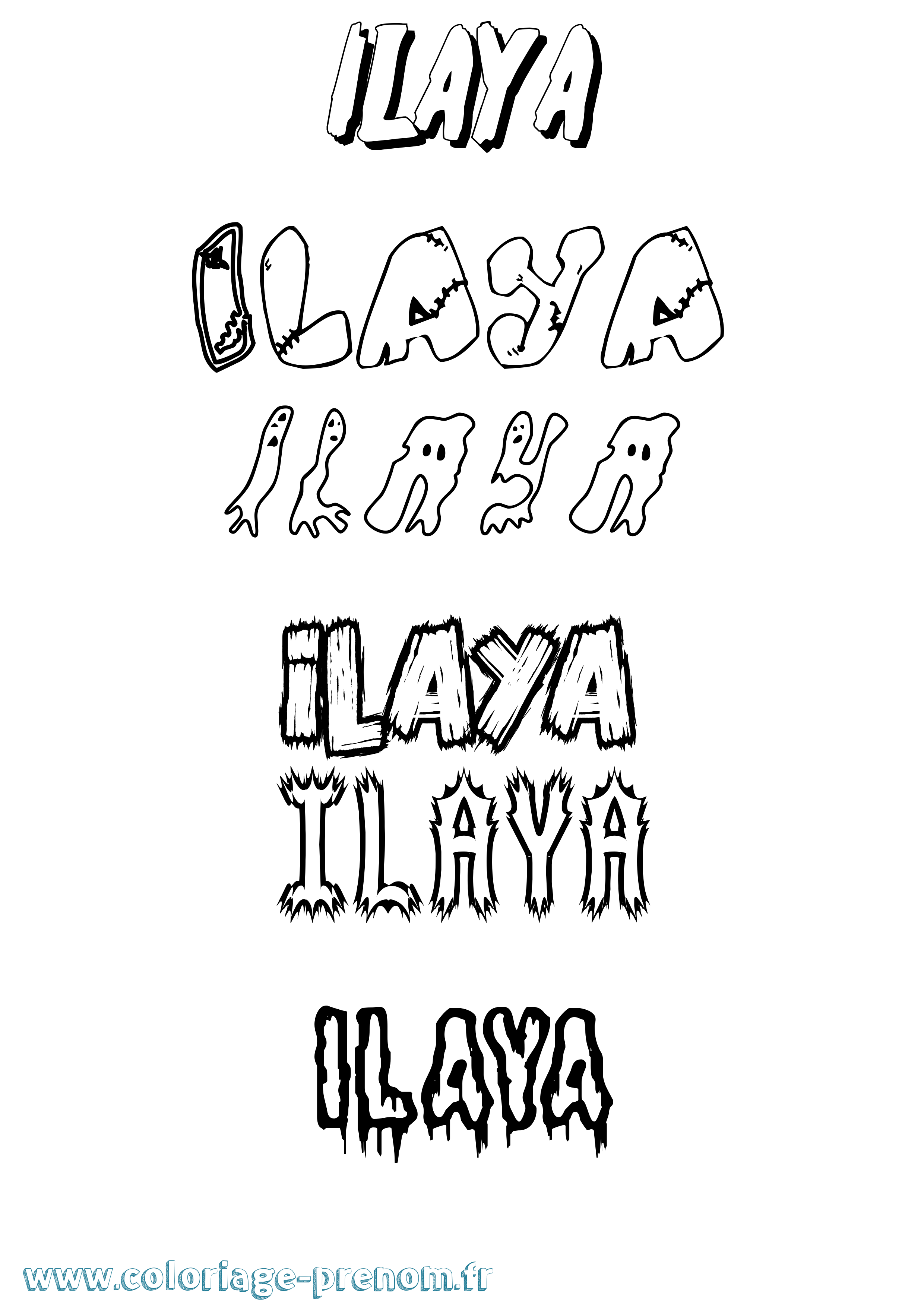 Coloriage Ilaya Frisson Coloriage prénom Ilaya Frisson