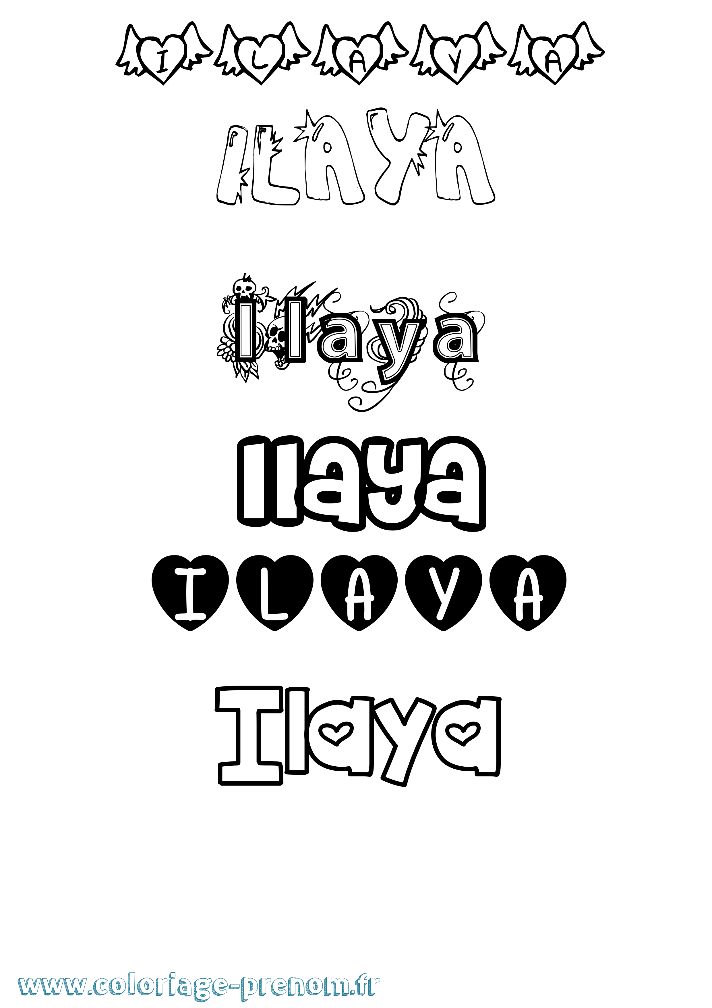 Coloriage Ilaya Girly Coloriage prénom Ilaya Girly