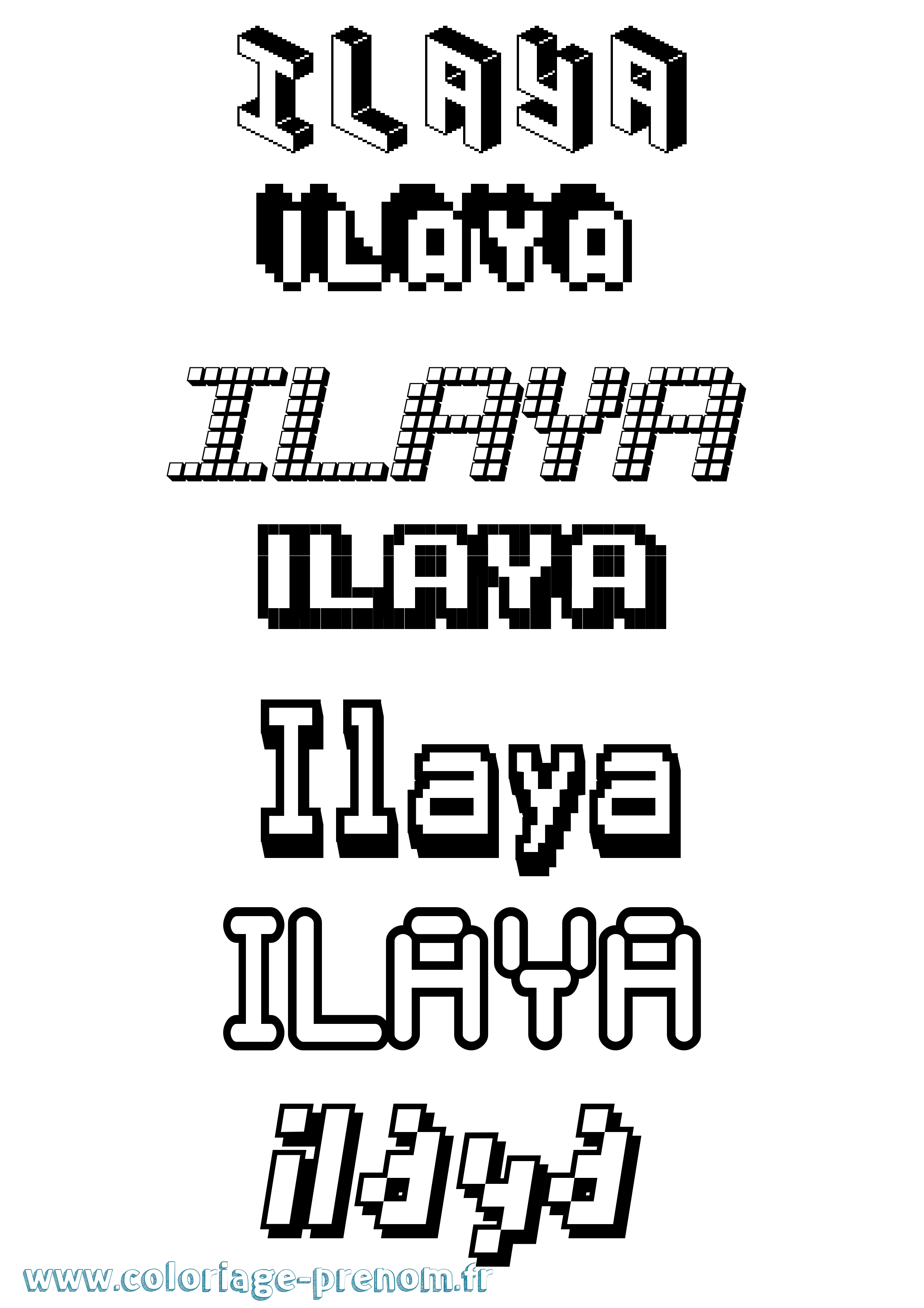 Coloriage prénom Ilaya Pixel