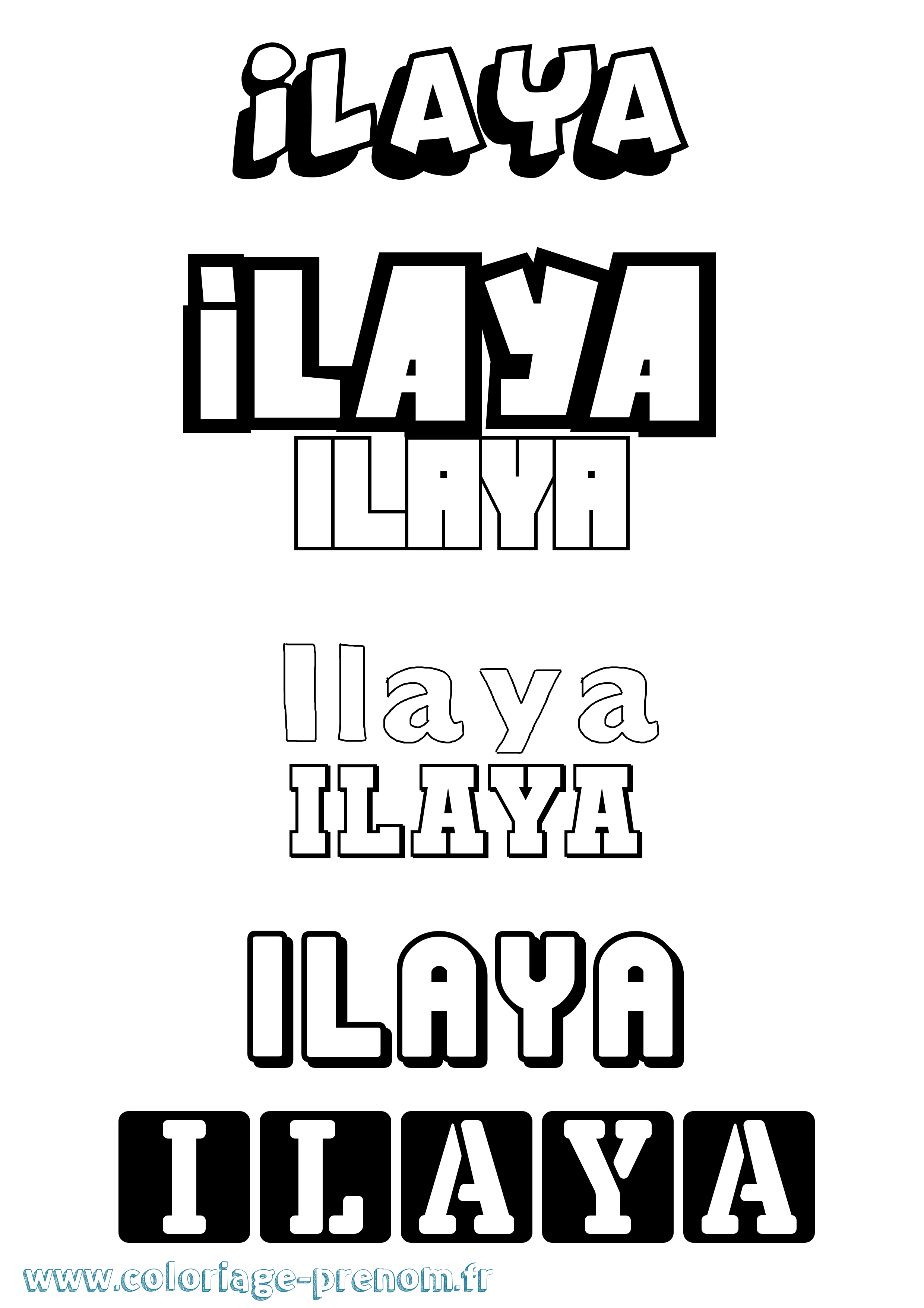Coloriage Ilaya Simple Coloriage prénom Ilaya Simple