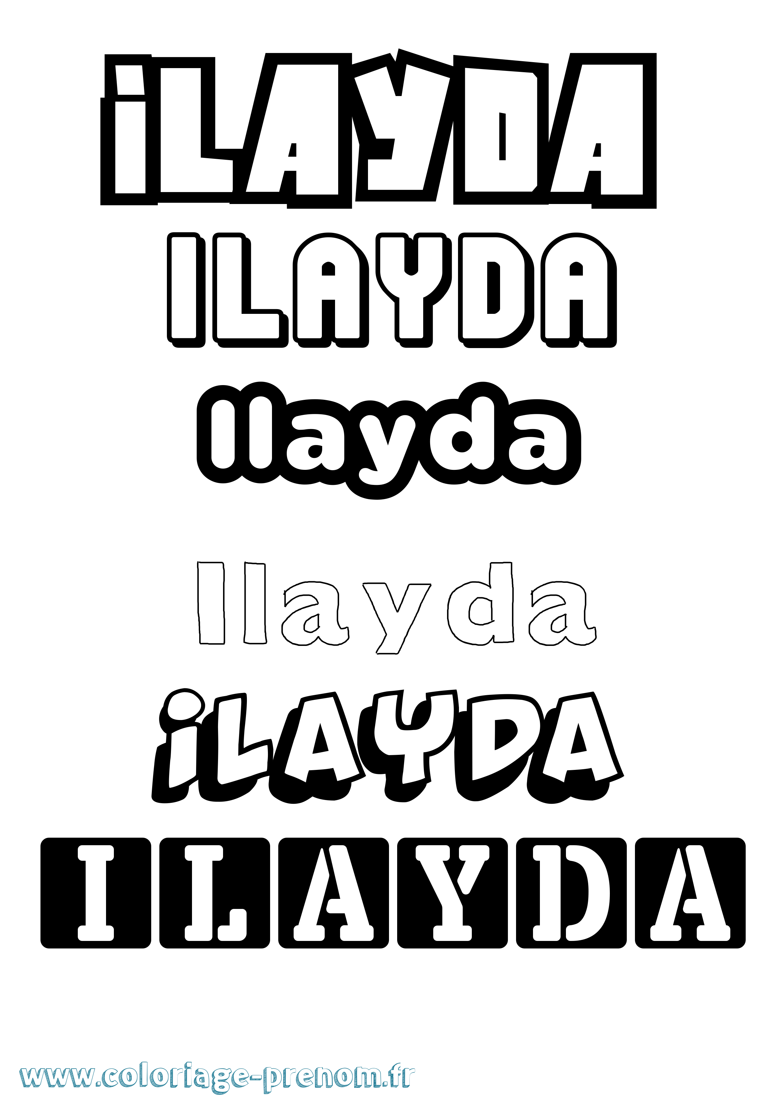 Coloriage prénom Ilayda Simple