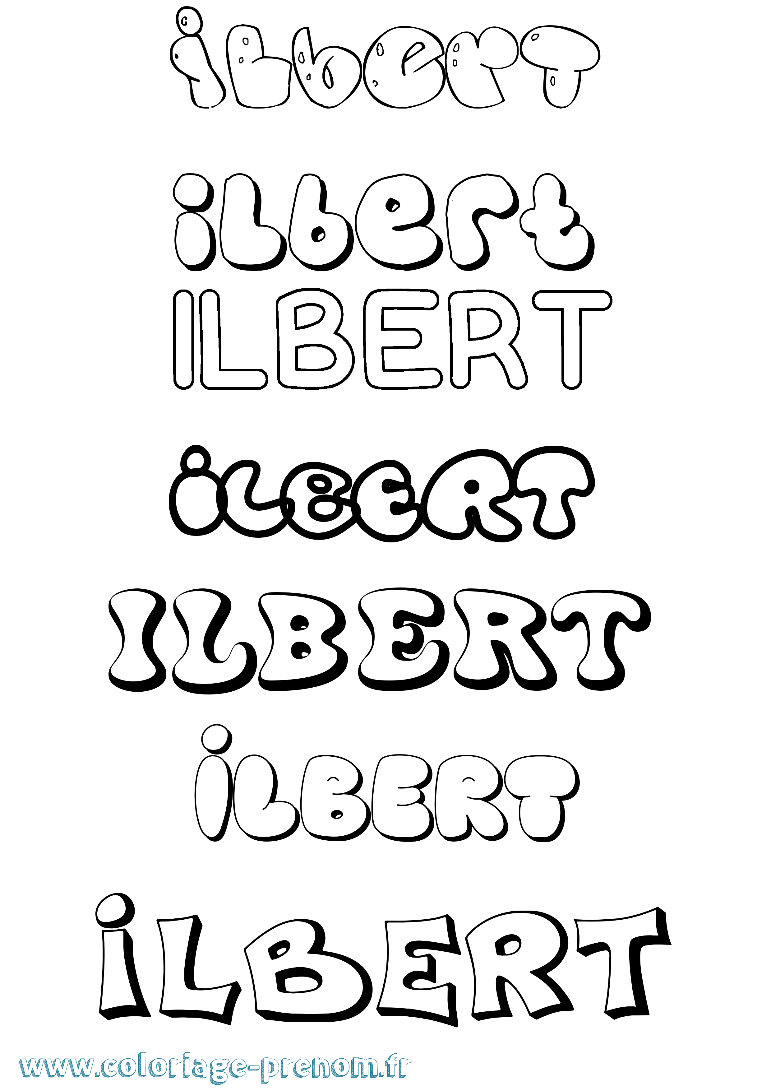 Coloriage Ilbert Bubble Coloriage prénom Ilbert Bubble