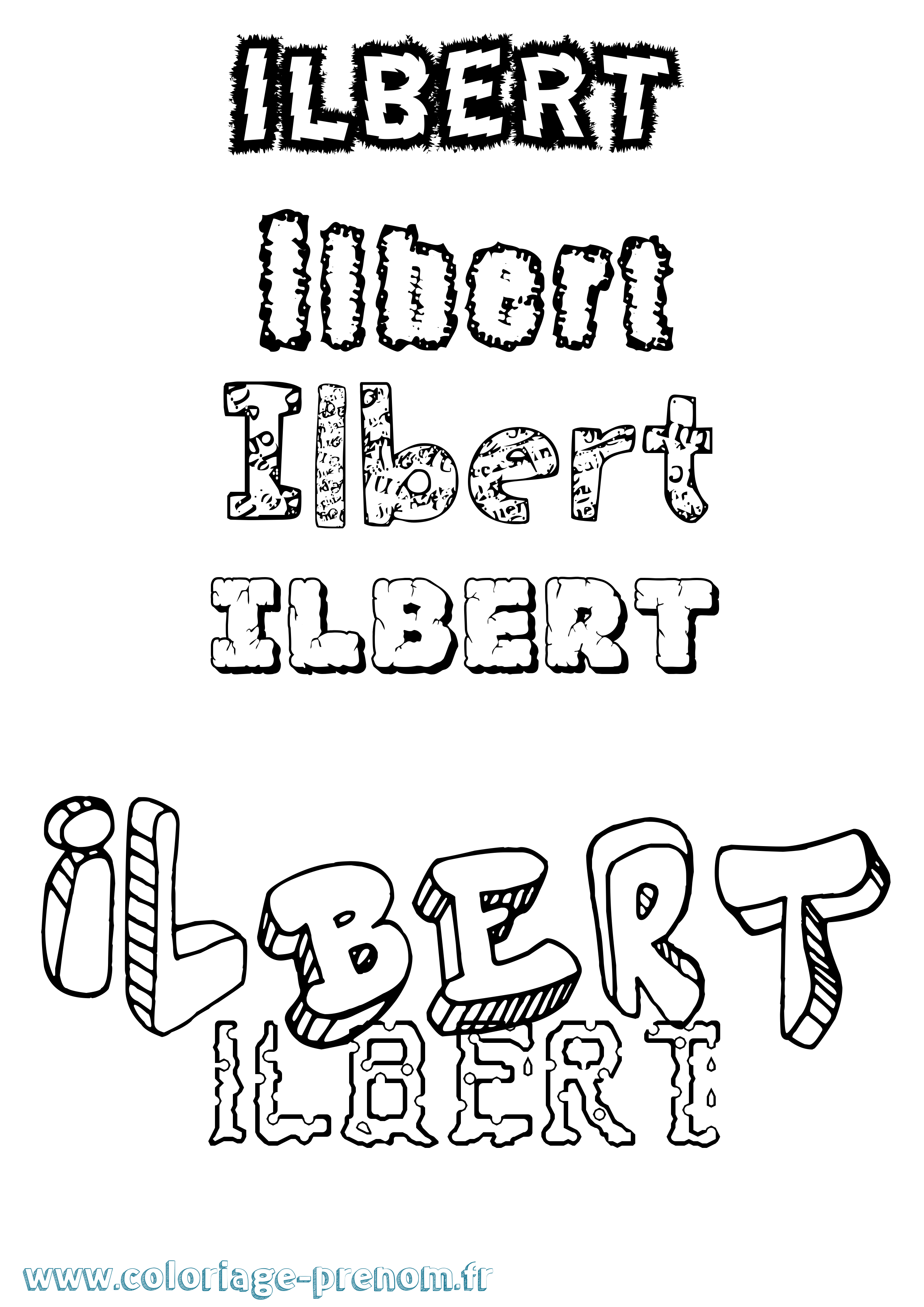 Coloriage Ilbert Destructuré Coloriage prénom Ilbert Destructuré