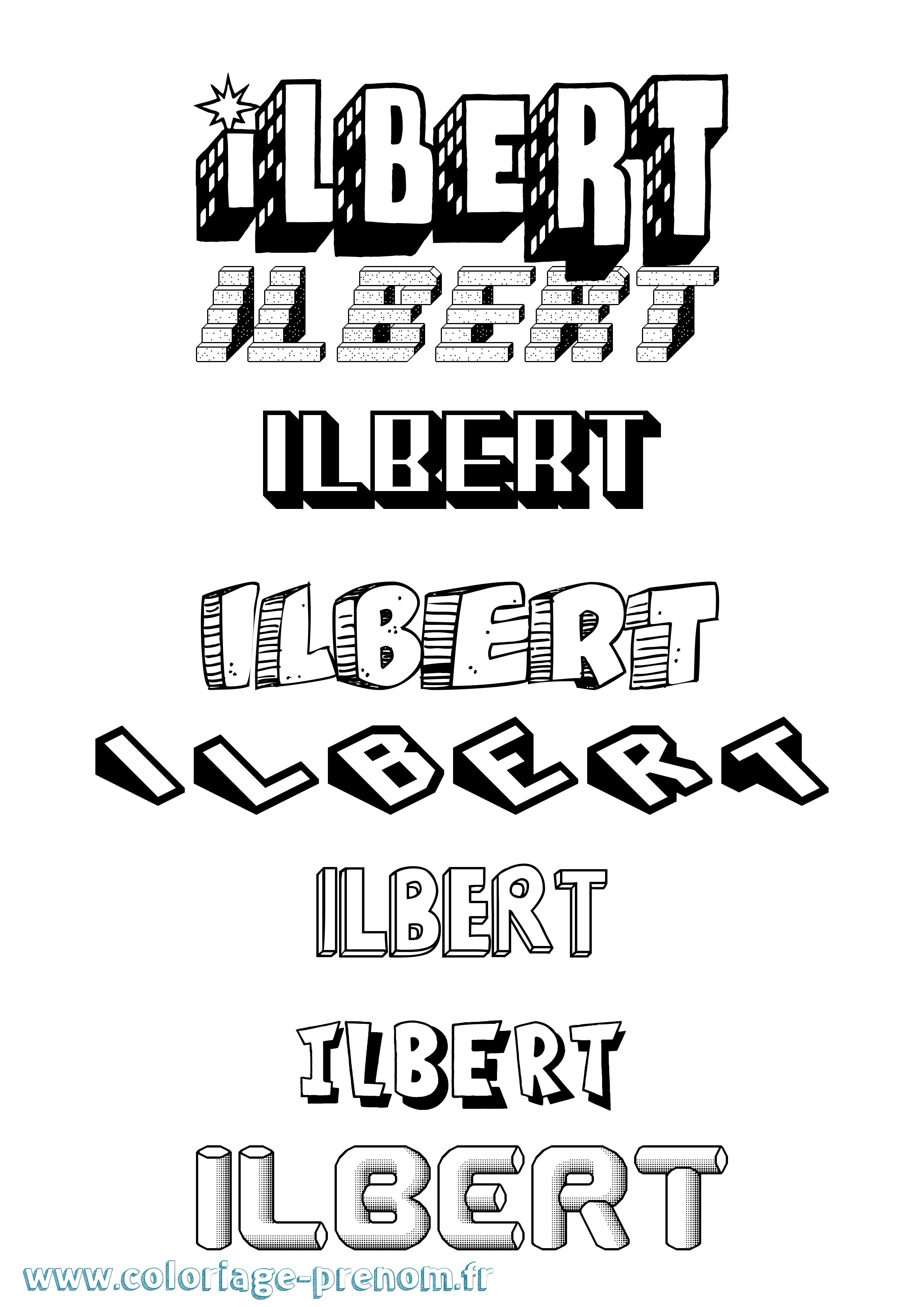 Coloriage Ilbert Effet 3D Coloriage prénom Ilbert Effet 3D