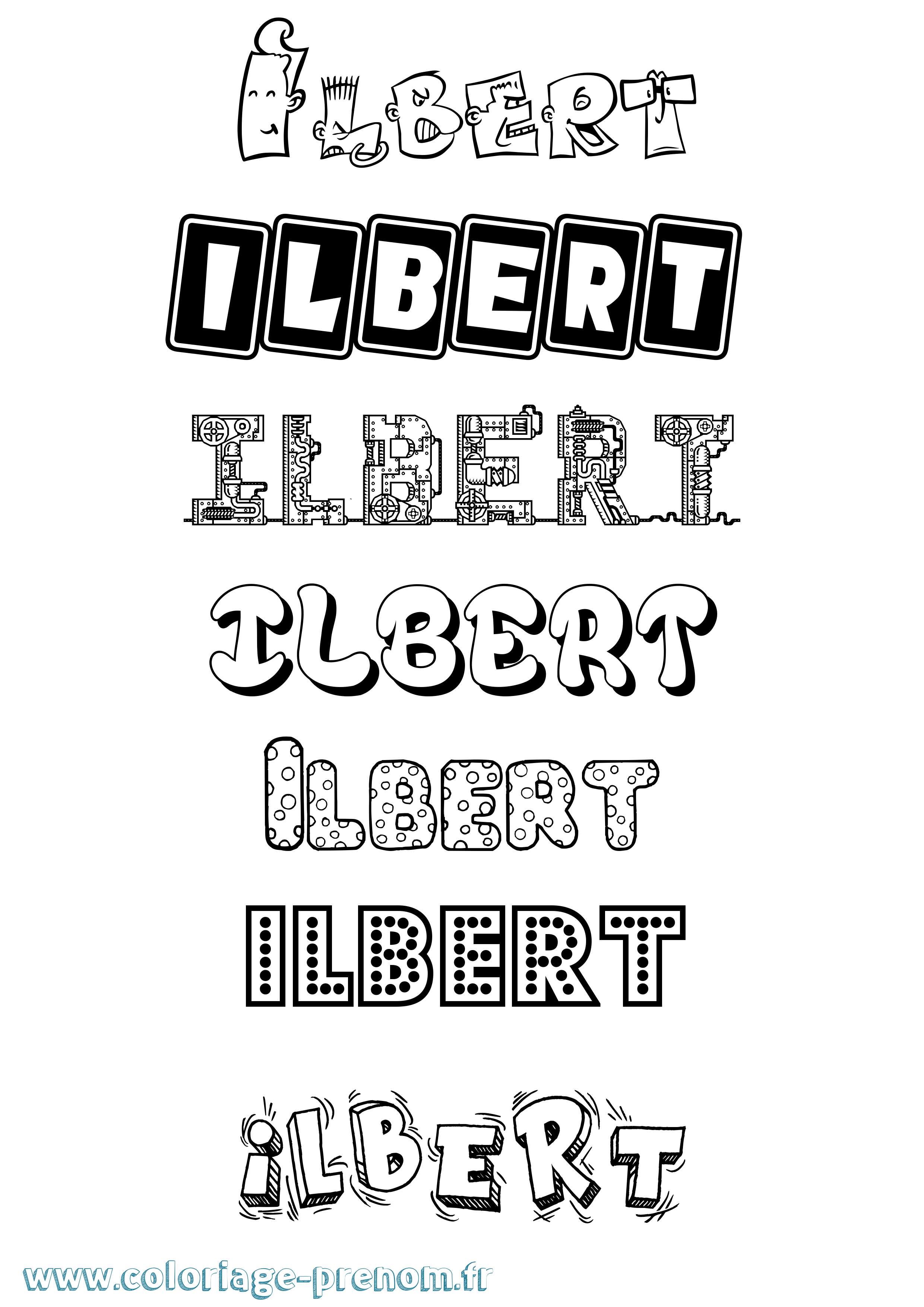 Coloriage Ilbert Fun Coloriage prénom Ilbert Fun