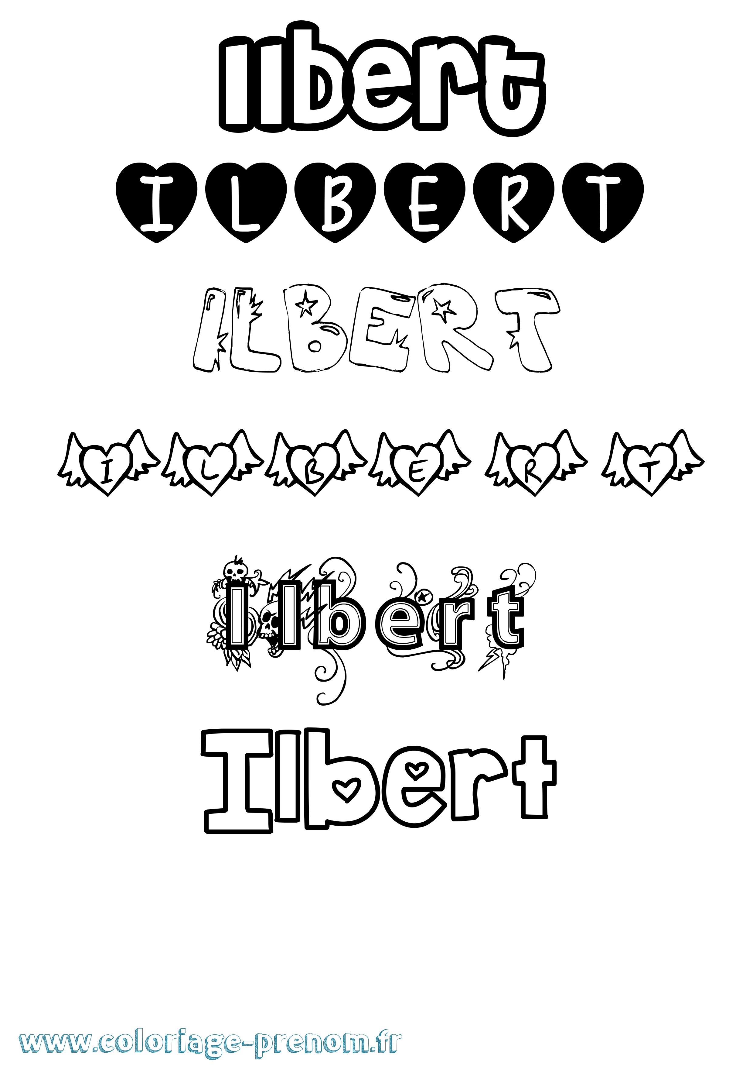 Coloriage Ilbert Girly Coloriage prénom Ilbert Girly