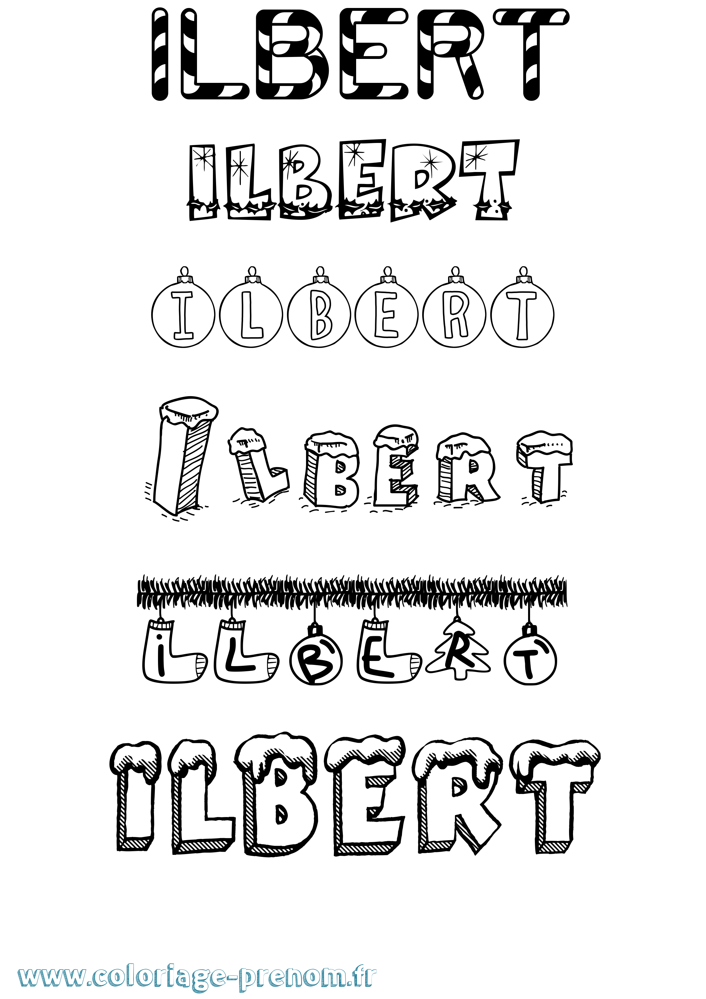 Coloriage Ilbert Noël Coloriage prénom Ilbert Noël