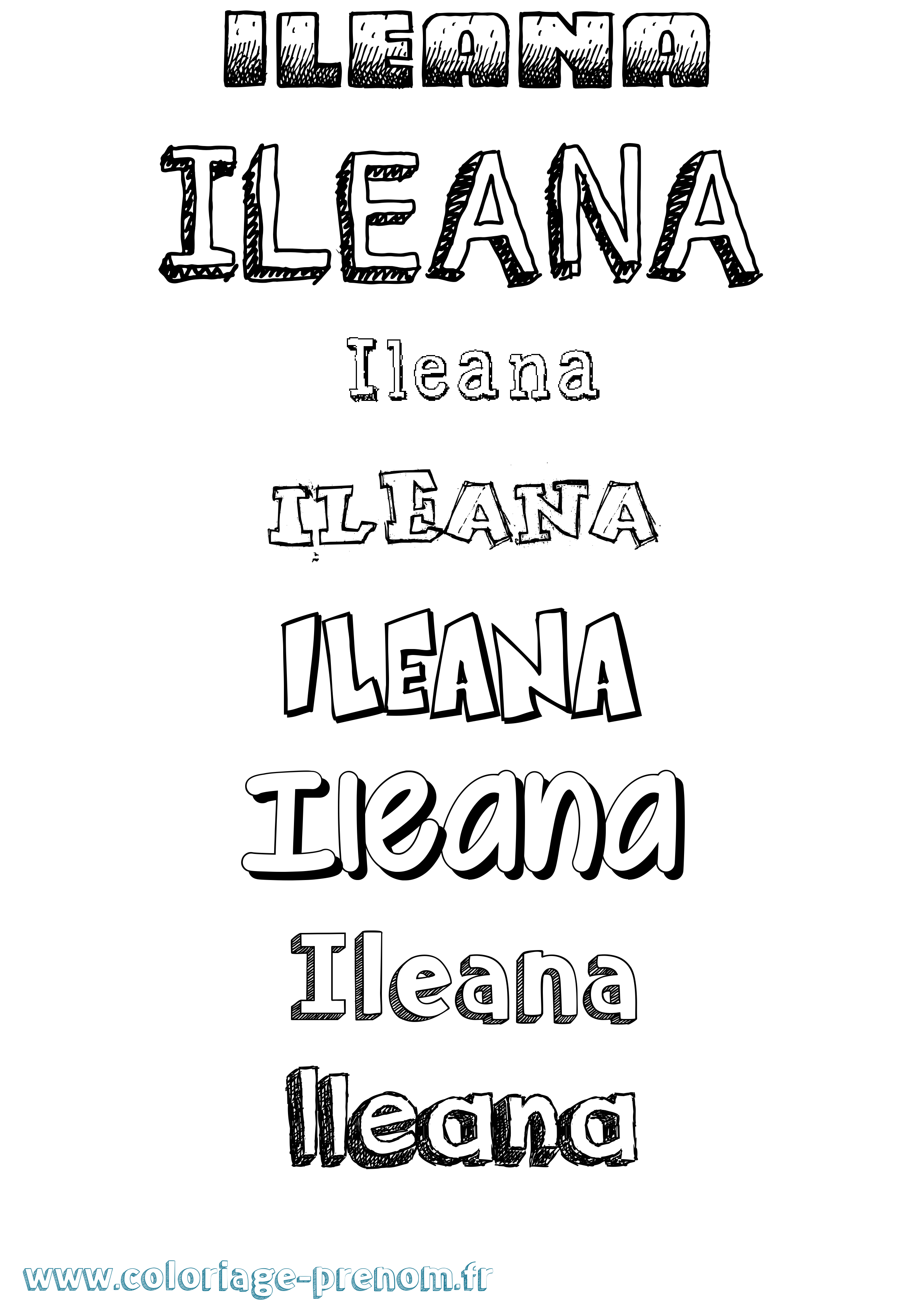 Coloriage prénom Ileana Dessiné