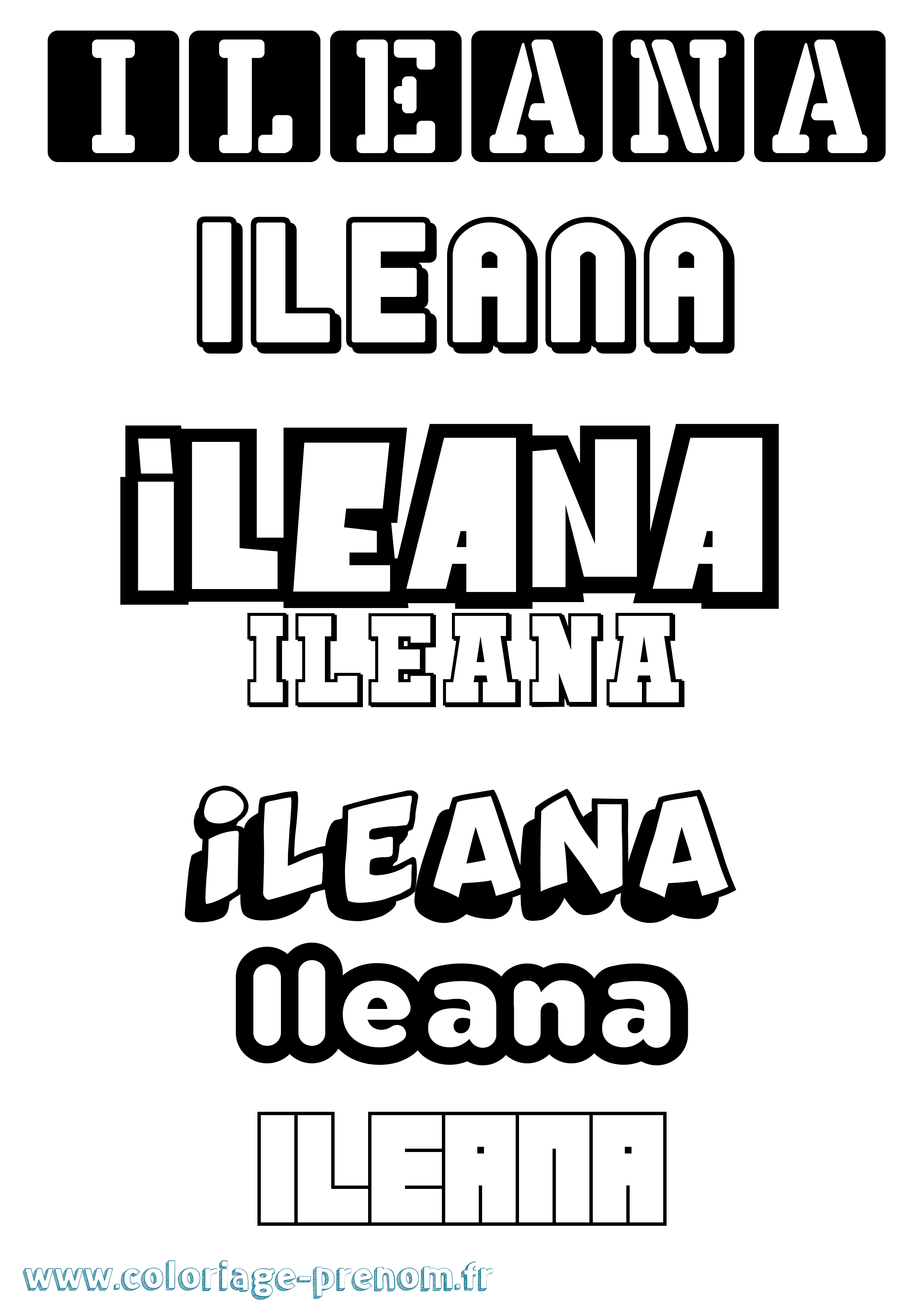 Coloriage prénom Ileana Simple