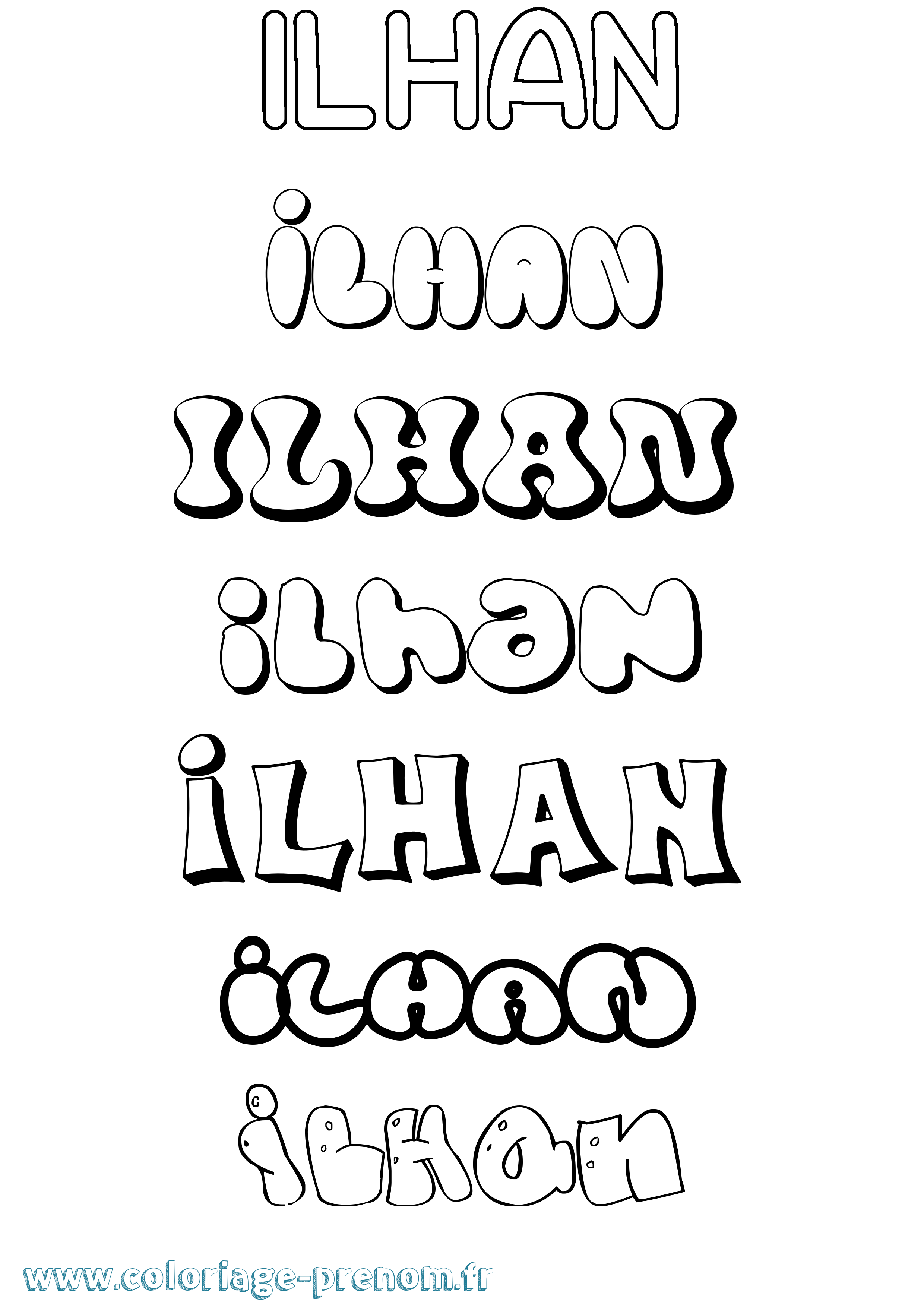 Coloriage prénom Ilhan Bubble