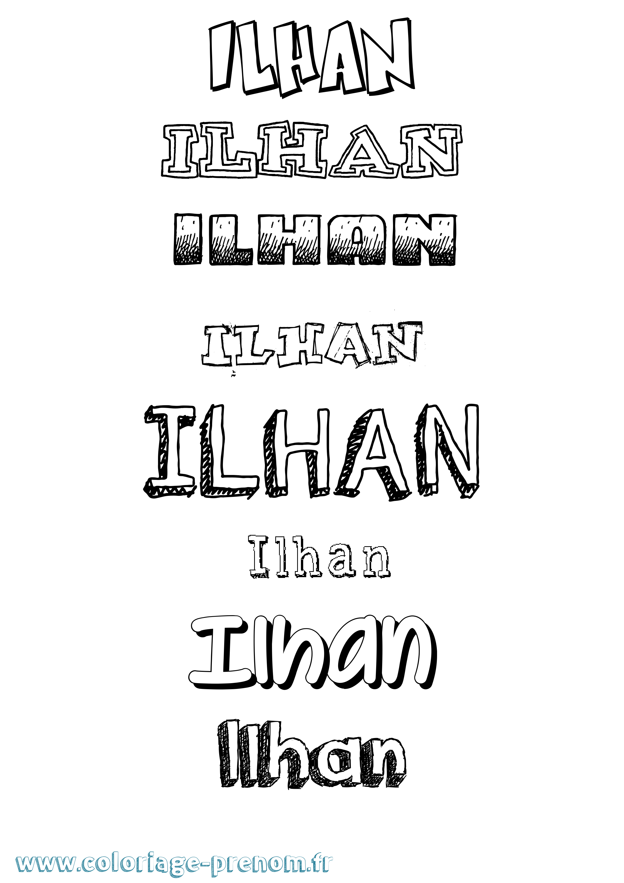 Coloriage prénom Ilhan Dessiné