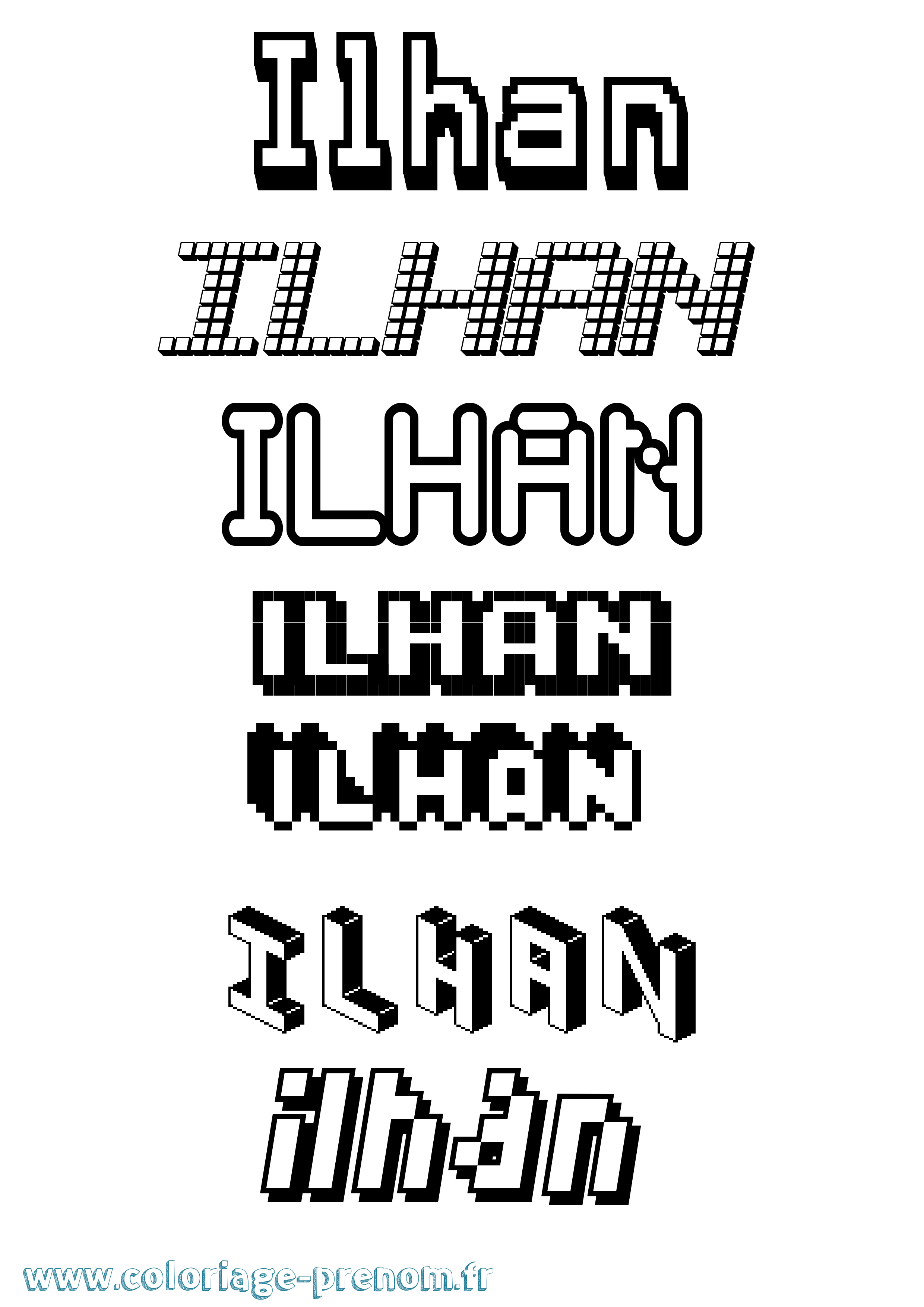 Coloriage prénom Ilhan Pixel